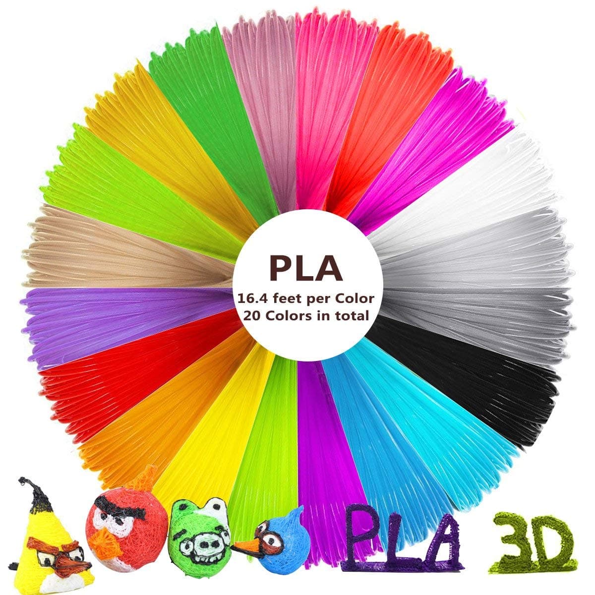 VATI 3D Drawing Pen Filament PLA 1.75mm Refills for 3D Printing Pen 328 Feet (20 Unique Colors)