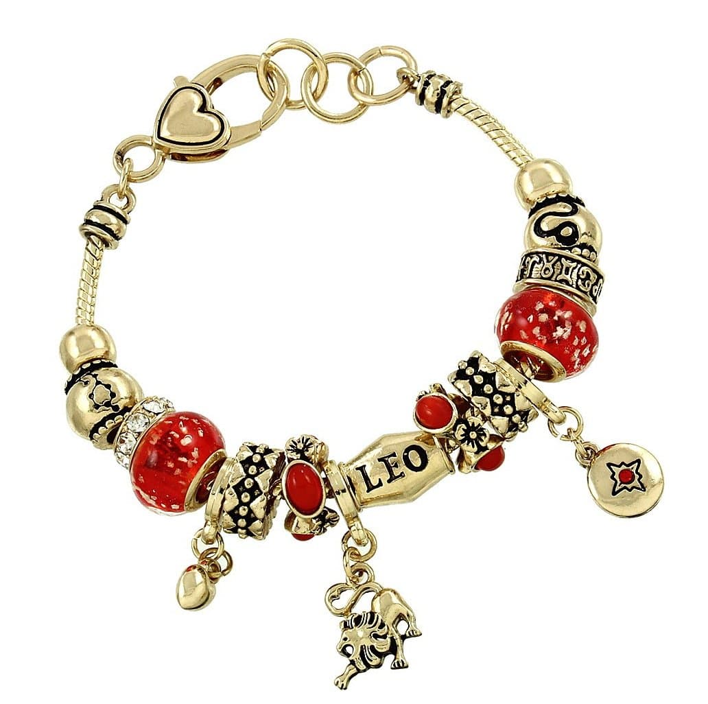 DianaL Boutique Zodiac Sign Leo The Lion Horoscope Charm Bracelet Gold Plated Fashion Jewelry