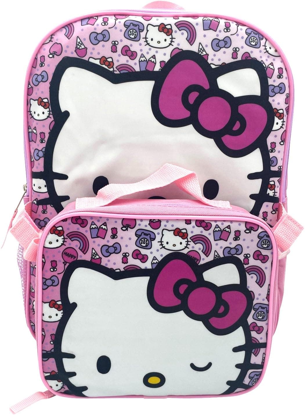 Fast ForwardKid's Licensed 15" Backpack With Lunch Box Combo Set (Hello Kitty)