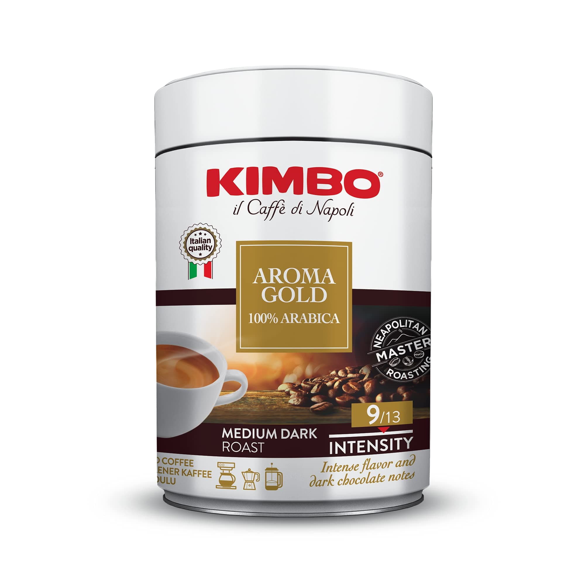 Kimbo Aroma Gold 100% Arabica Ground Coffee - 250g Tin