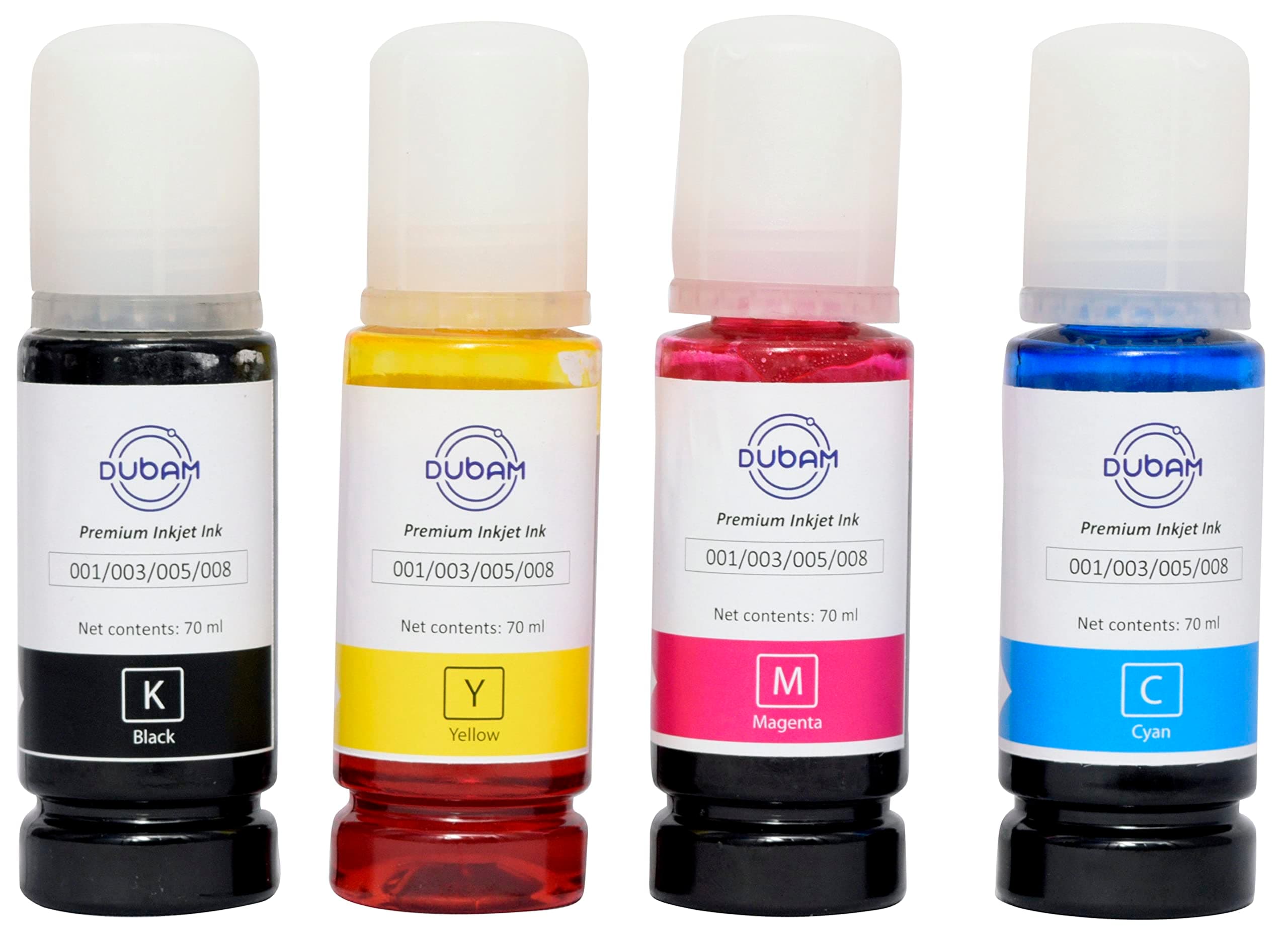 Dubam 001, 003 Refill Ink for Epson L1110, L3100, L3110, L3150, L3115, L3116, L3210, L3250, L3151, L3152, L3156, L5190, L4150, L1455, L4160, L6170, L6190, L6160 Printers (Set)