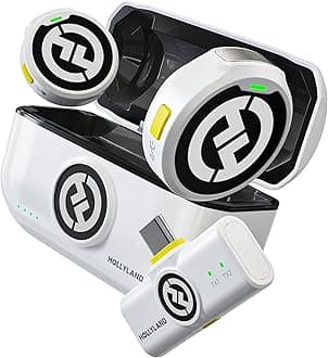 Hollyland Lark M2 Wireless Microphone for iPhone15/16 & Androids, Mini Microphone, 1000ft Range, Hi-Fi Audio, Noise Cancelling, 30h Use, Video Recording (2TX + USB-C RX + Charging Case)