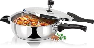 Milton Pro Cook Induction Cookware & Gas Stove Friendly Triply Stainless Steel Pressure Cooker 4.5 Litre | Outer Lid | Deep Fry Pan | ISI Certified | 100% Toxin-Free | Durable | 5Y Warranty | Silver