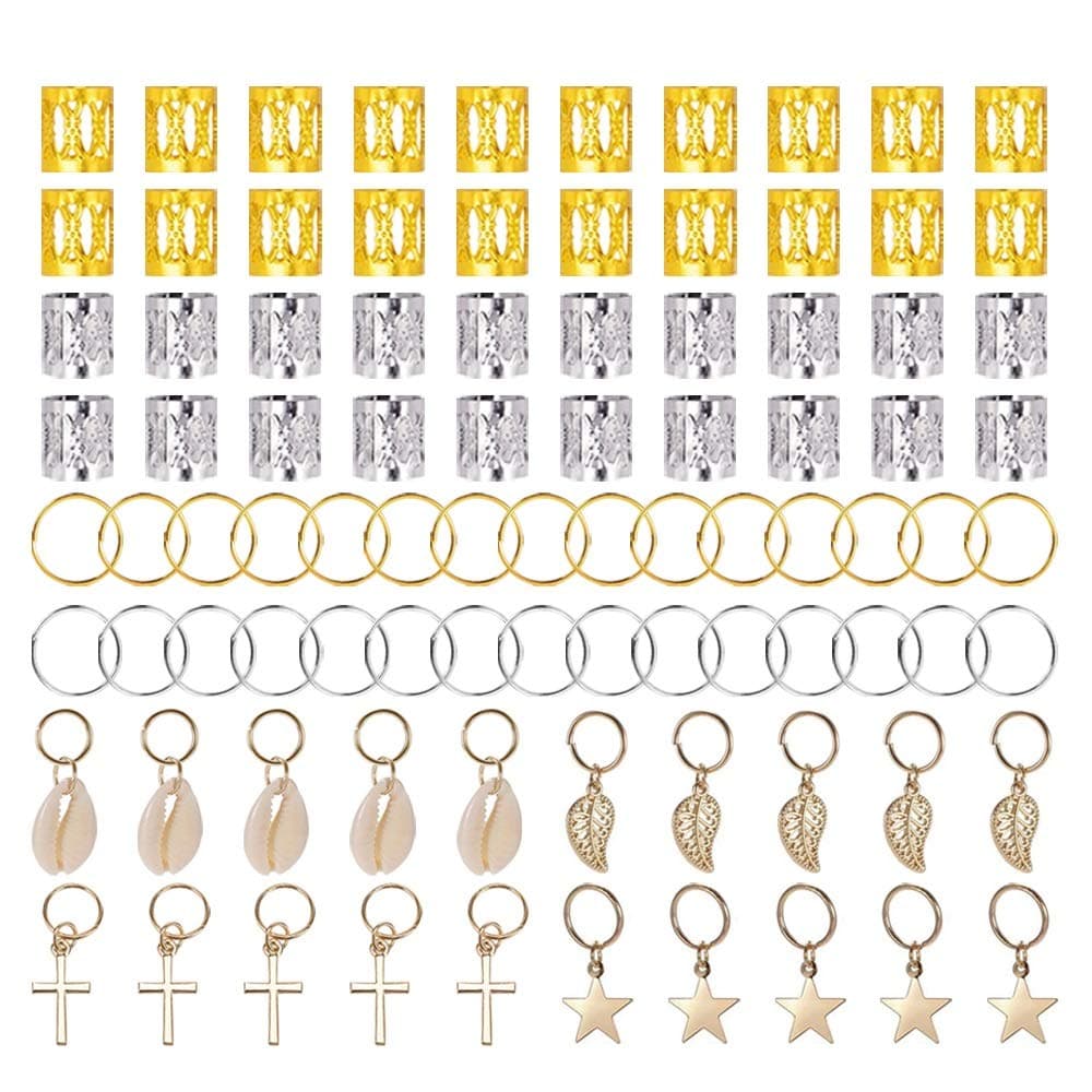 140 Pieces Hair Jewelry Rings Clips Aluminum Dread Locks Adjustable hair Cuffs beads braids accessories