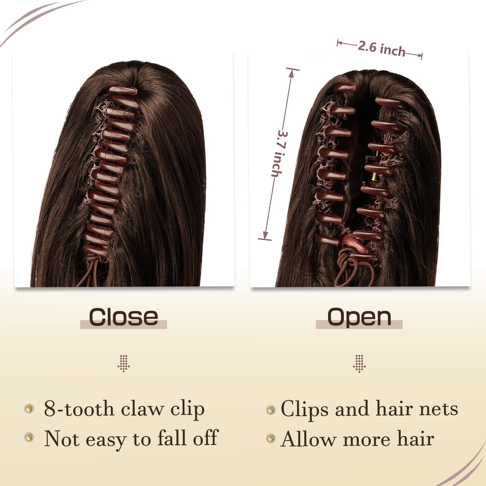 SOFEIYAN 13" Ponytail Extension Long Curly Ponytail Clip in Claw Hair Extension Natural Looking Synthetic Hairpiece for Women, Ash Brown to Blonde