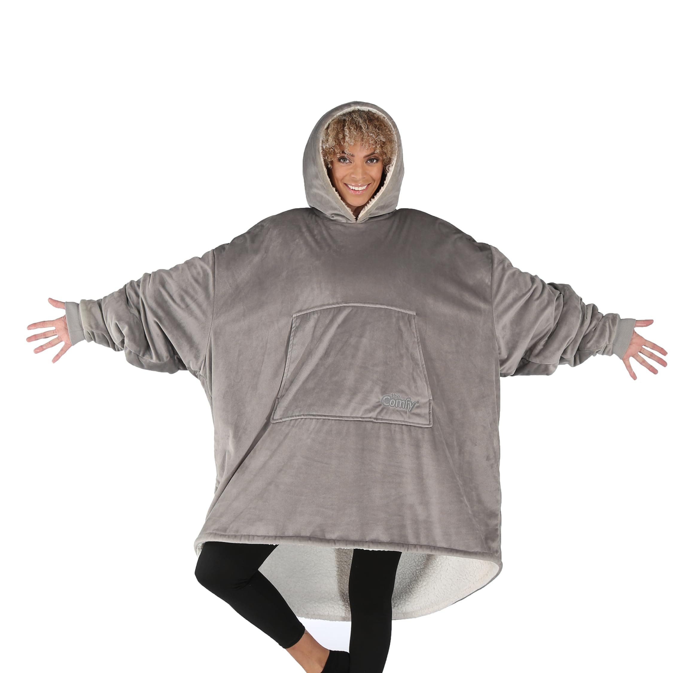 THE COMFY Unisex Oversized Microfiber & Sherpa Wearable Blanket, Great Gift for Any Occasion, Seen on Shark Tank, One Size Fits All Wearable Blanket (pack of 1)