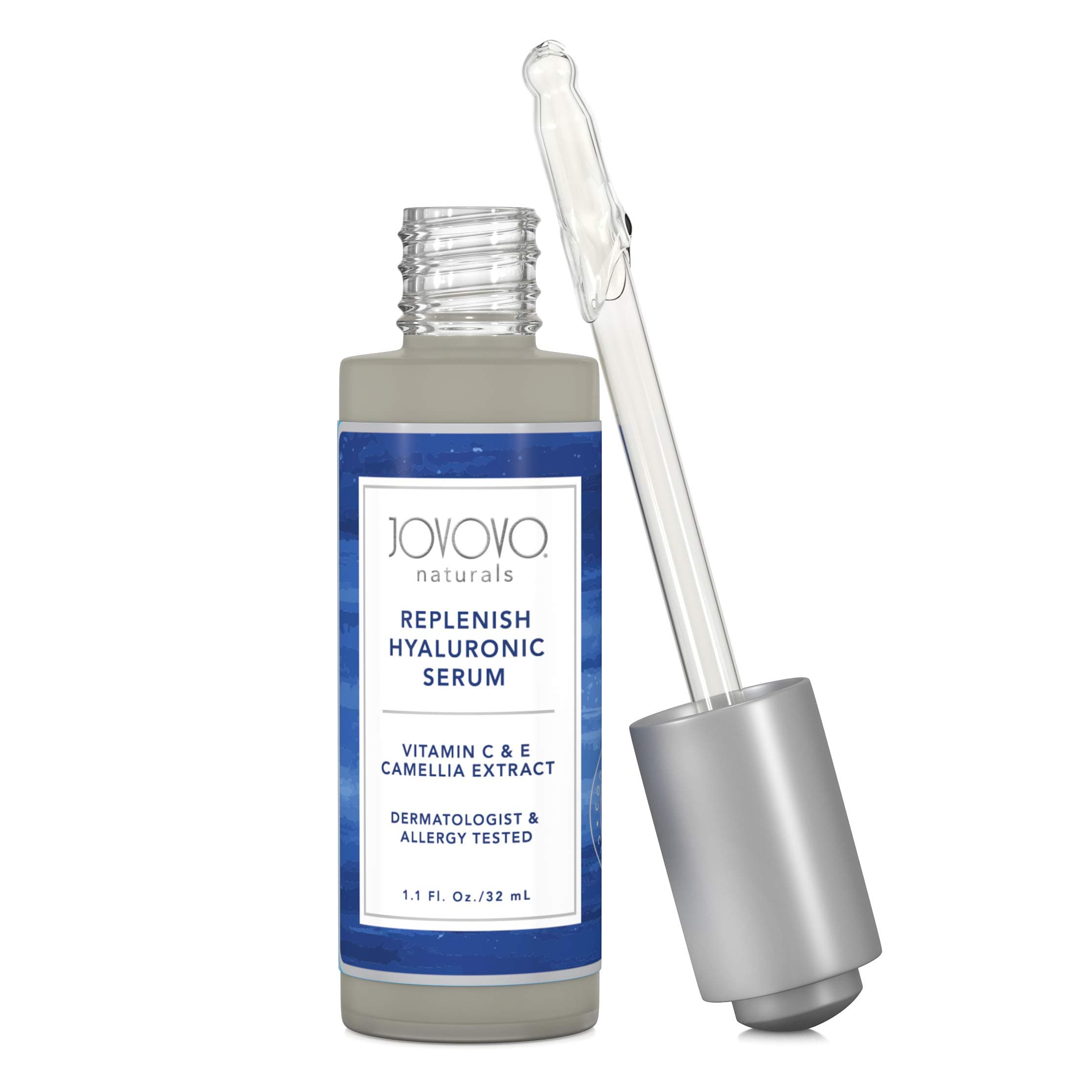 Replenish Hyaluronic Acid Serum for Face – Anti Aging Serum to Reduce Wrinkles – Moisturizing Face Serum for Glowing Skin – Vitamin E & Vitamin C Serum for Face – Facial Skin Care Products (1.1 oz)