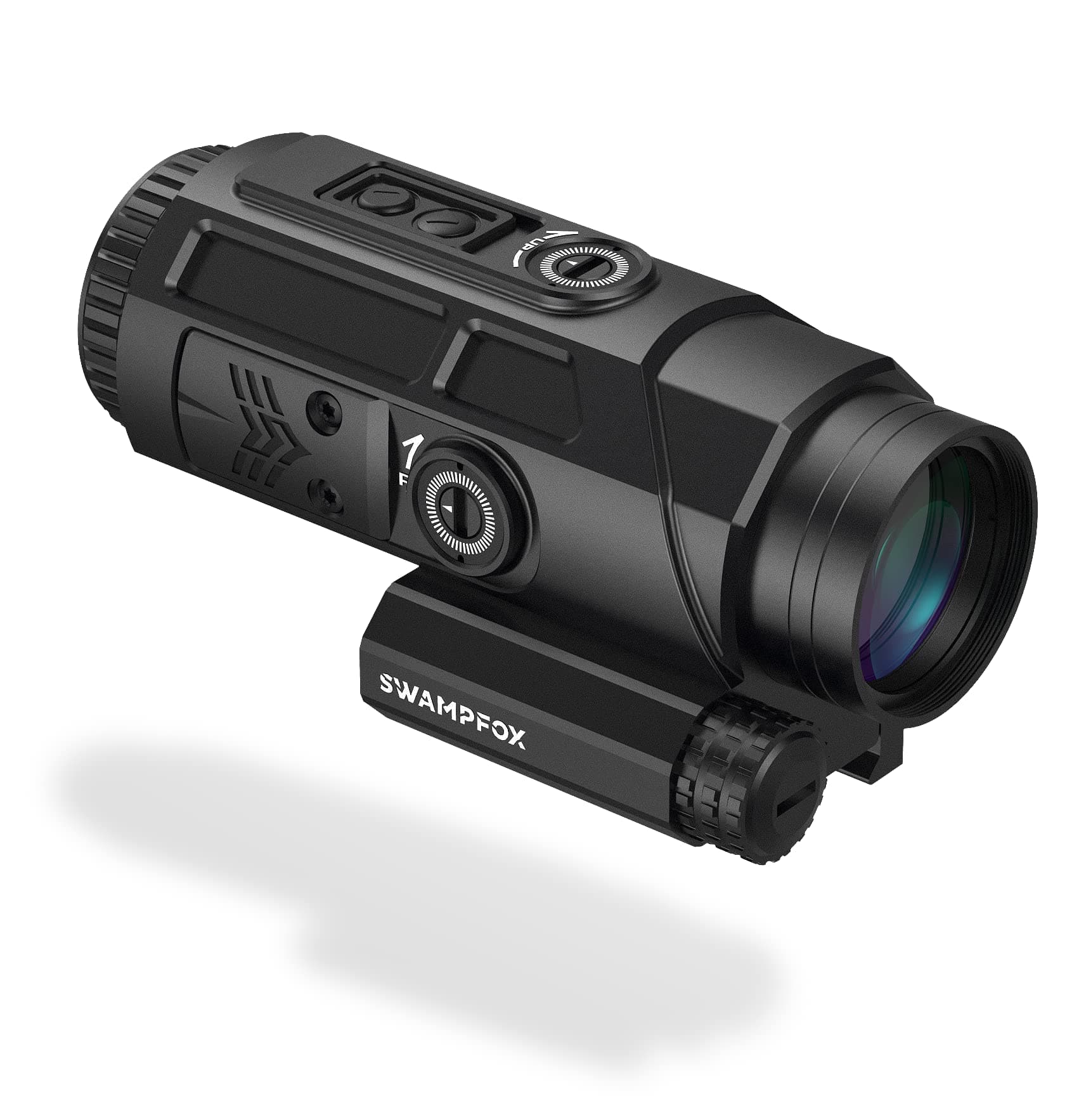 Swampfox Saber 5X Prism Scope Red/Green Strike MOA Reticle 90° Sidecar for Speed & Precision Motion Sensing Auto-On Shake N’ Wake Technology