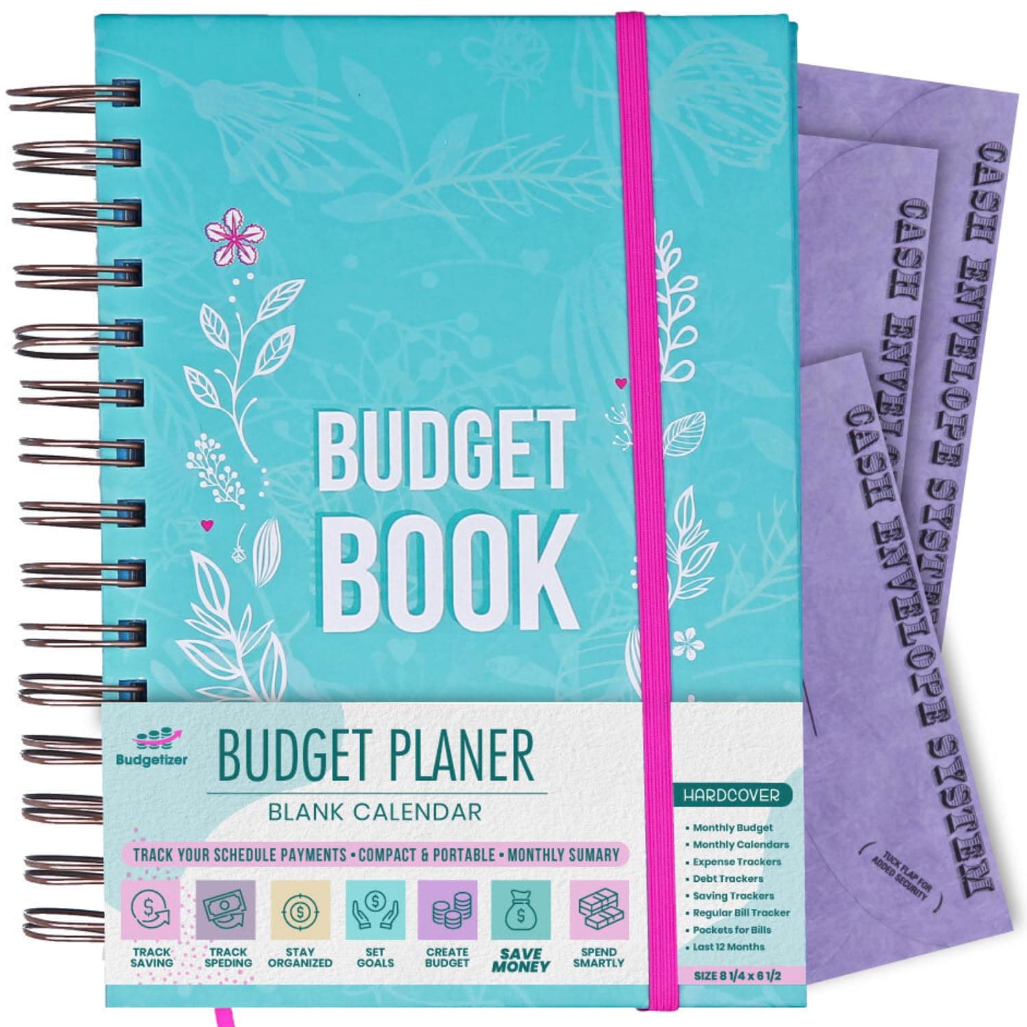 Budget Planner & Monthly Bill Organizer Book - (Non-Dated) Budget Book and Expense Tracker Notebook– Financial Planner Bundled with Cash Envelopes