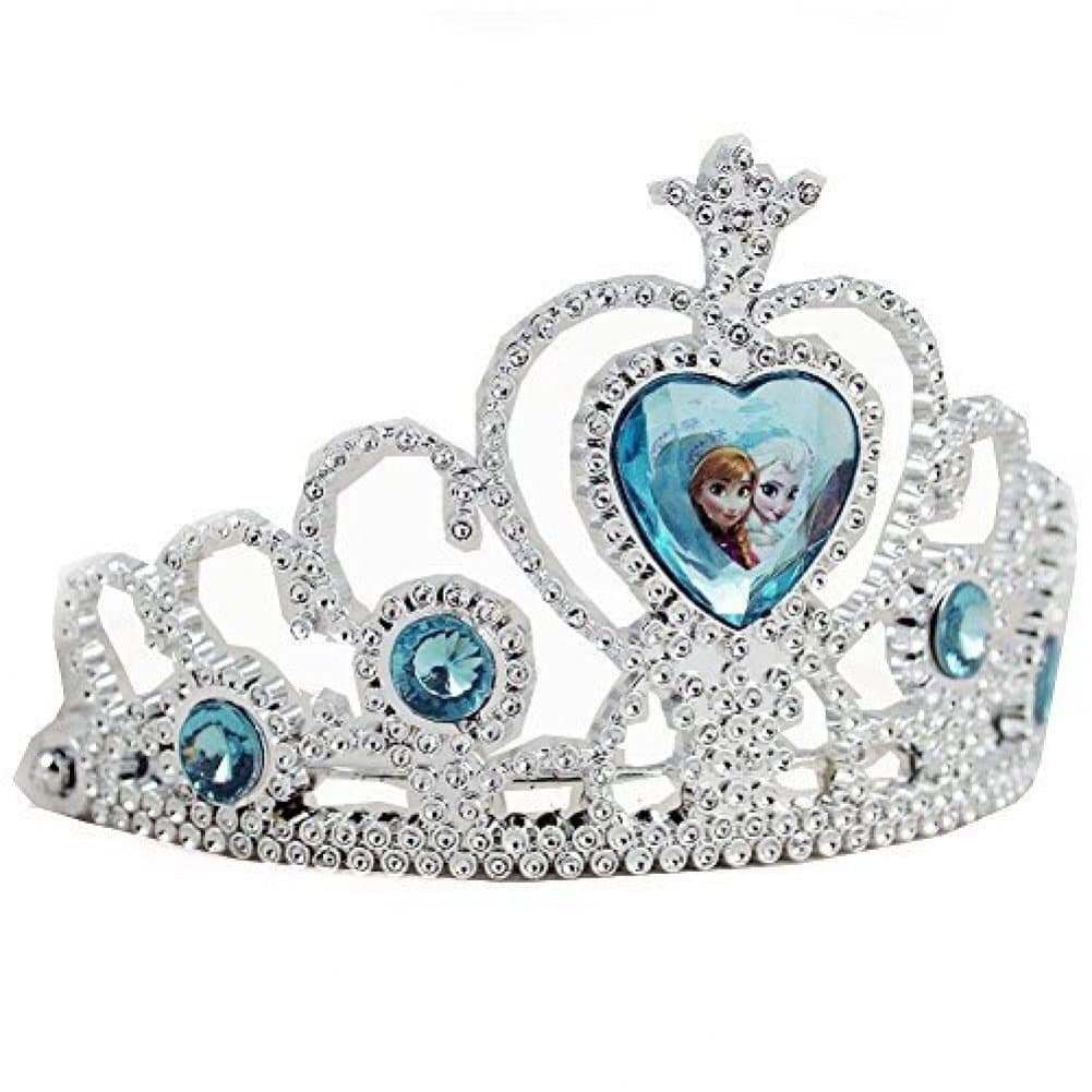 Disney Frozen Tiara Crown - Silver with Blue Elsa and Anna Heart Jewel