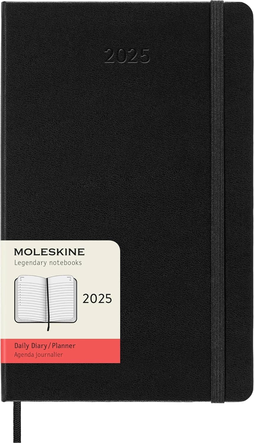 Moleskine Classic 12 Month 2025 Daily Planner, Hard Cover, Large (5" x 8.25"), Black, 400 pages
