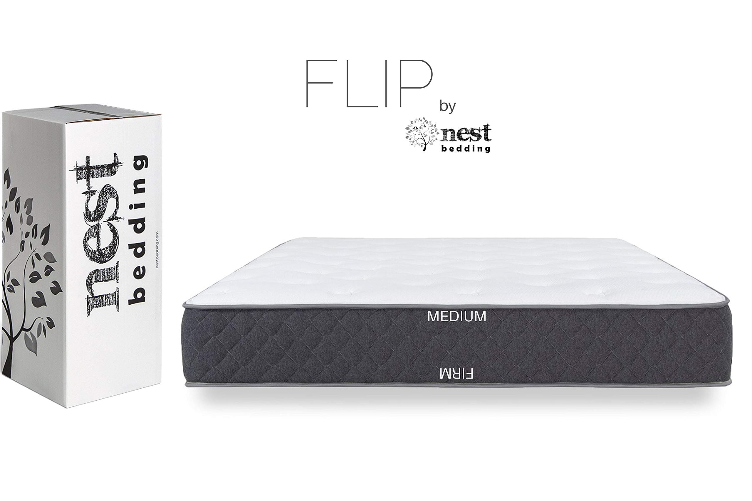 FLIP by Nest Bedding, Amazon-Exclusive Double Sided Hybrid Bed in a Box, Cooling Gel Foam and Caliber Coil, CertiPUR-US, Made in The USA