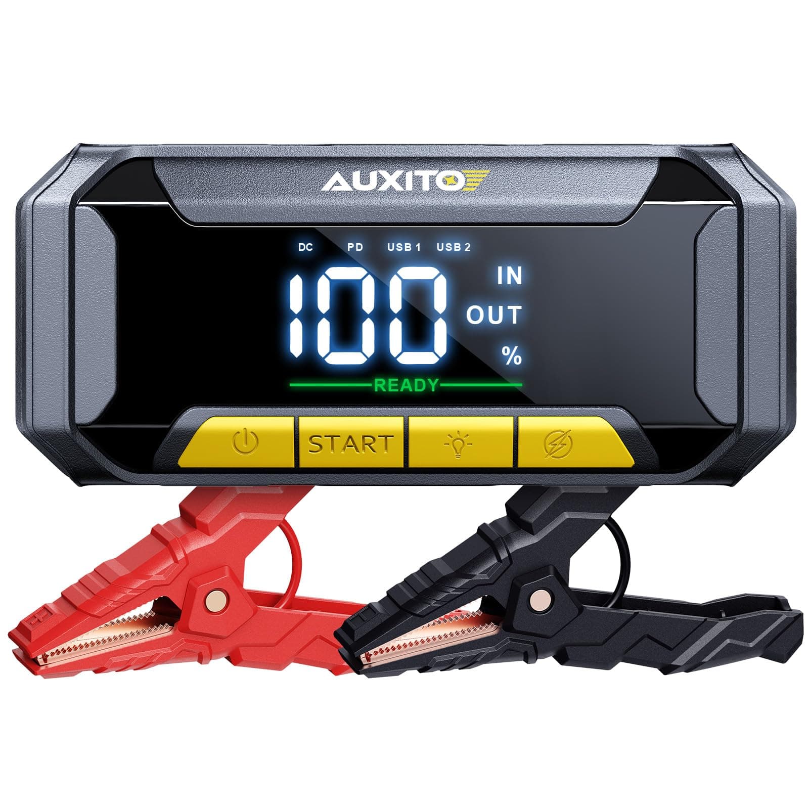 - AUXITO 8000A Car Battery Jump Starter Boost Force Start Function Jump Box 60W Fast Charging 160W DC Output Portable Jump Starter for 12V Vehicle 700LM Super Bright Flashlight (All Gas/Diesel)