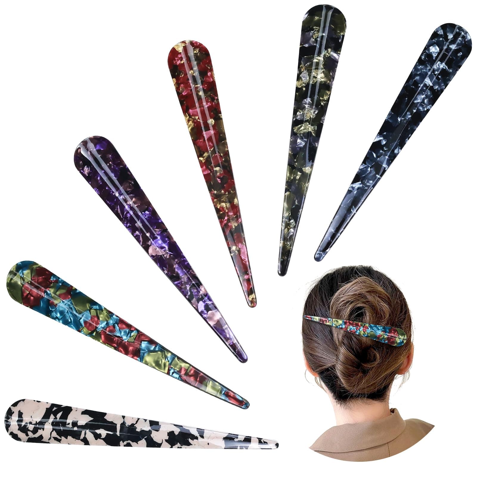 6 Pieces Long Big Acrylic Alligator Hair Clips (6PCS S1)