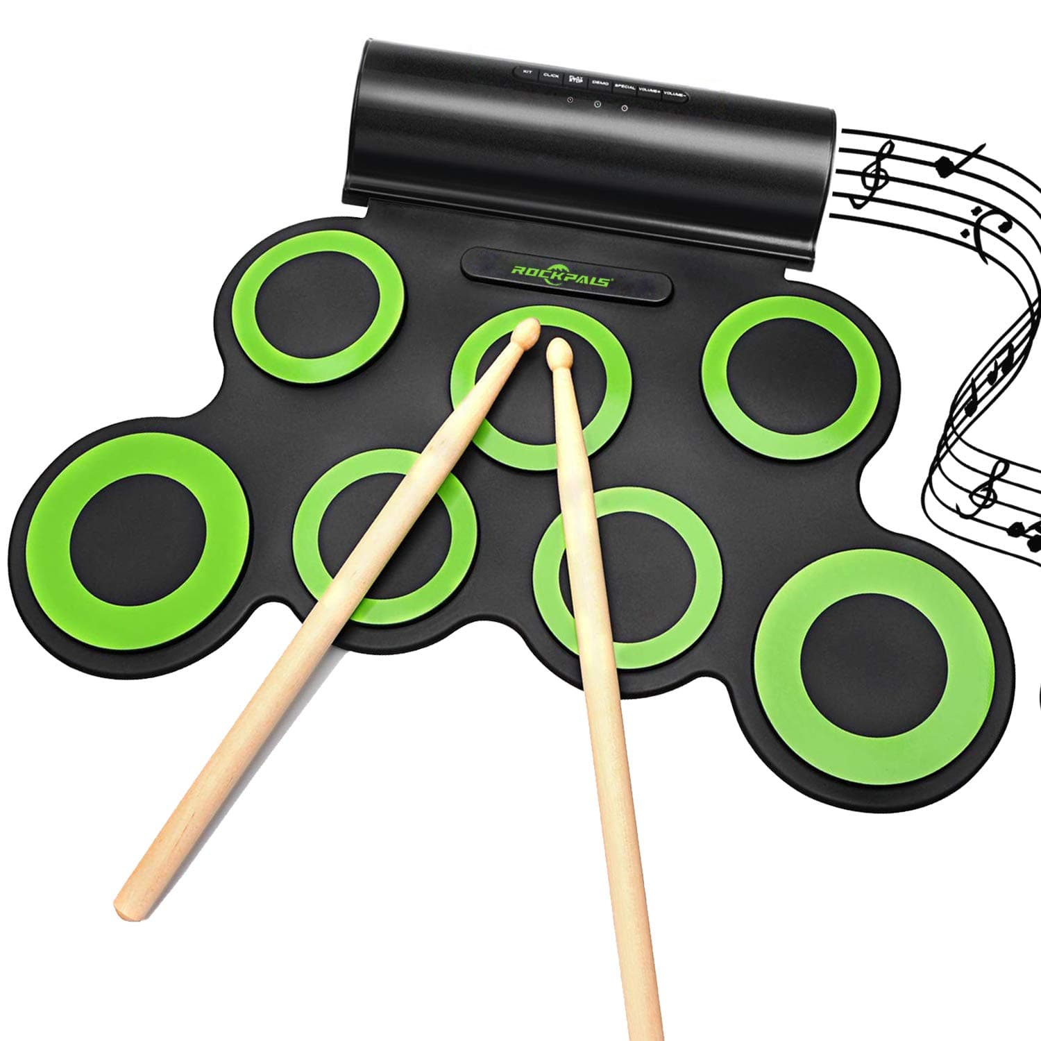 Electronic Drum Set, Roll Up Drum Practice Pad Midi Drum Kit with Headphone Jack Built-in Speaker Drum Pedals Drum Sticks 10 Hours Playtime, Great Holiday Birthday Gift for Kids