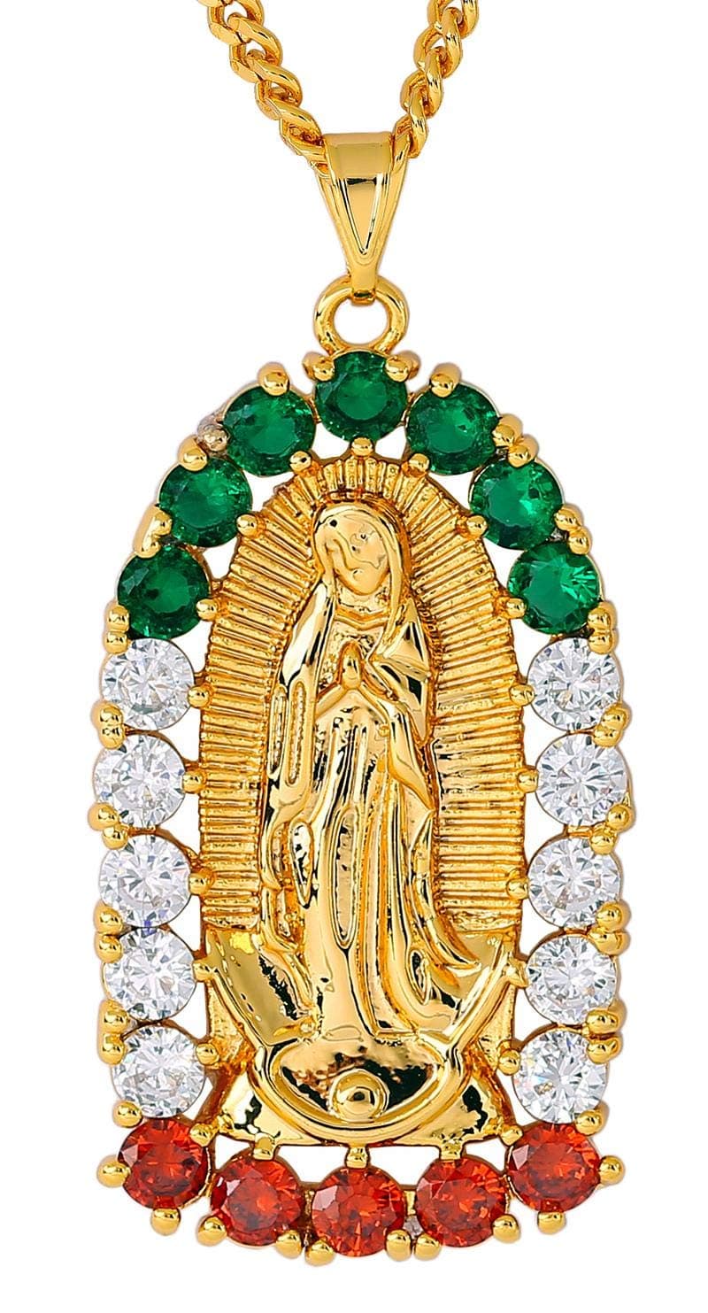 Fantastic-One18K Gold Pendant Necklace Religious Pendant Virgin Mary Jewelry Medal With Varies Zirconia Stone