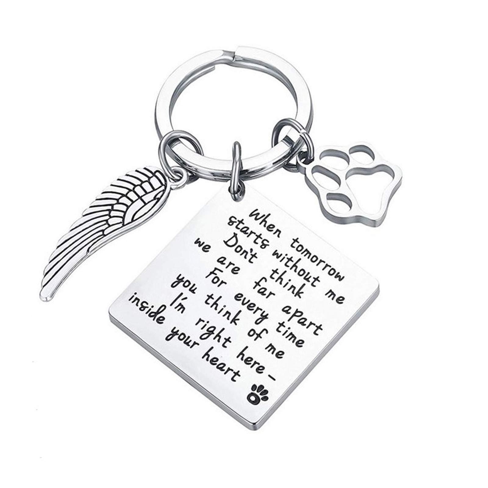 ShiQiao SplPet Bereavement Memorial Remembrance Gift - When Tomorrow Starts Without Me Paw Prints Keychain Dog Cat Loss Gifts for Pet Owner Sympathy Gifts