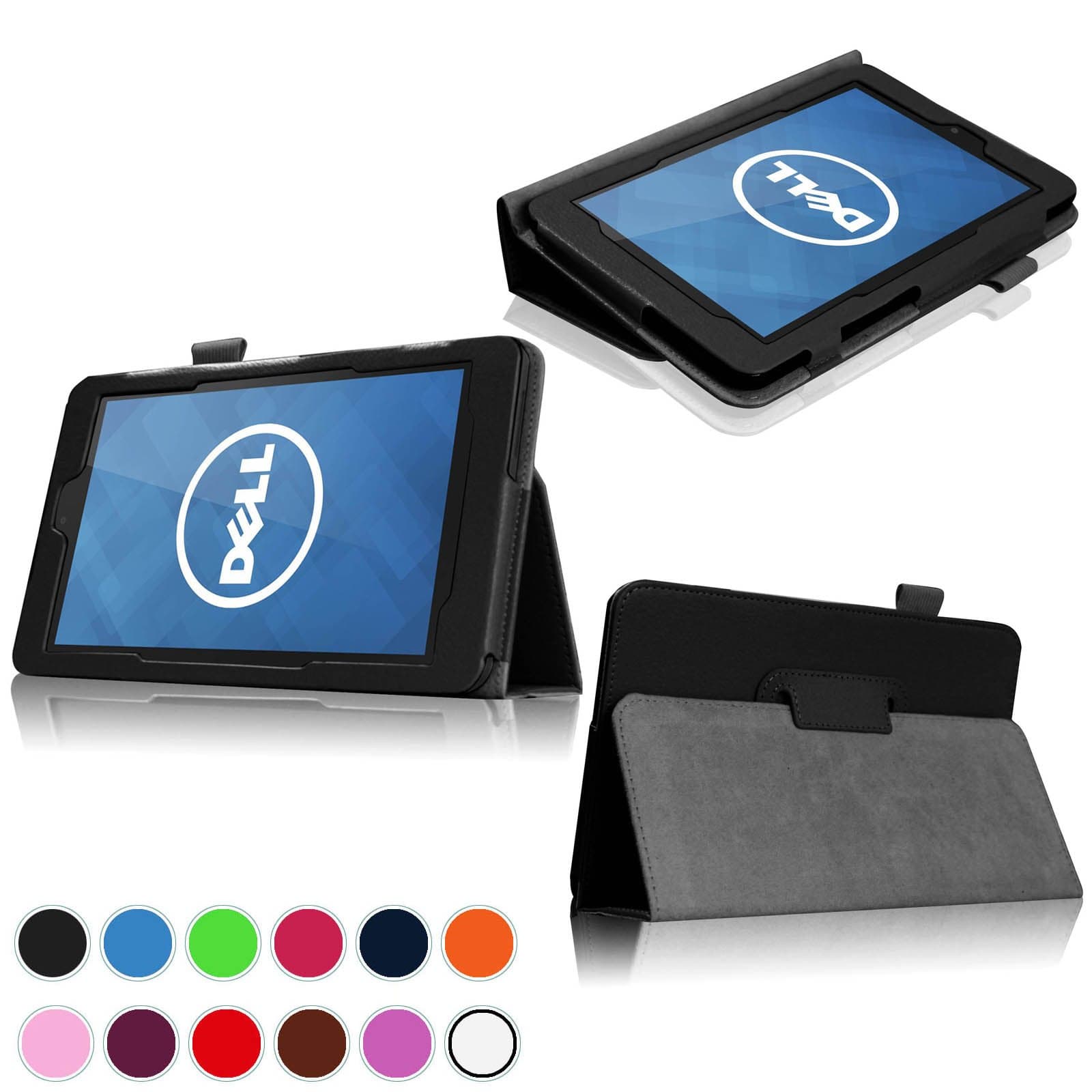 Intellishop Online (Black) Folio Leather Stand Cover Case for Dell Venue 7 Android Tablet