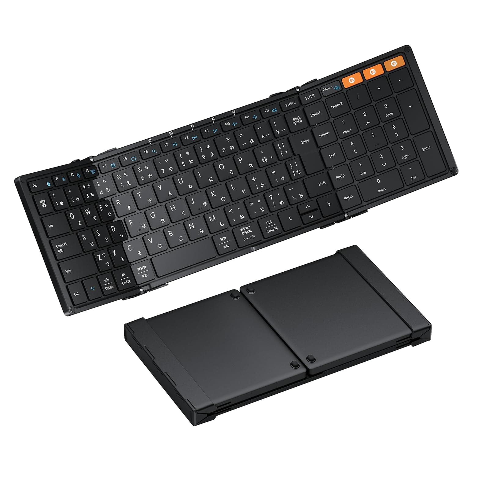 ProtoArc XK01 Bluetooth Keyboard, Foldable, Wireless, Thin, Lightweight, iPad Keyboard with Numeric Keypad, Standard Japanese Arrangement, Type-C Rechargeable, Switch Between Three Devices
