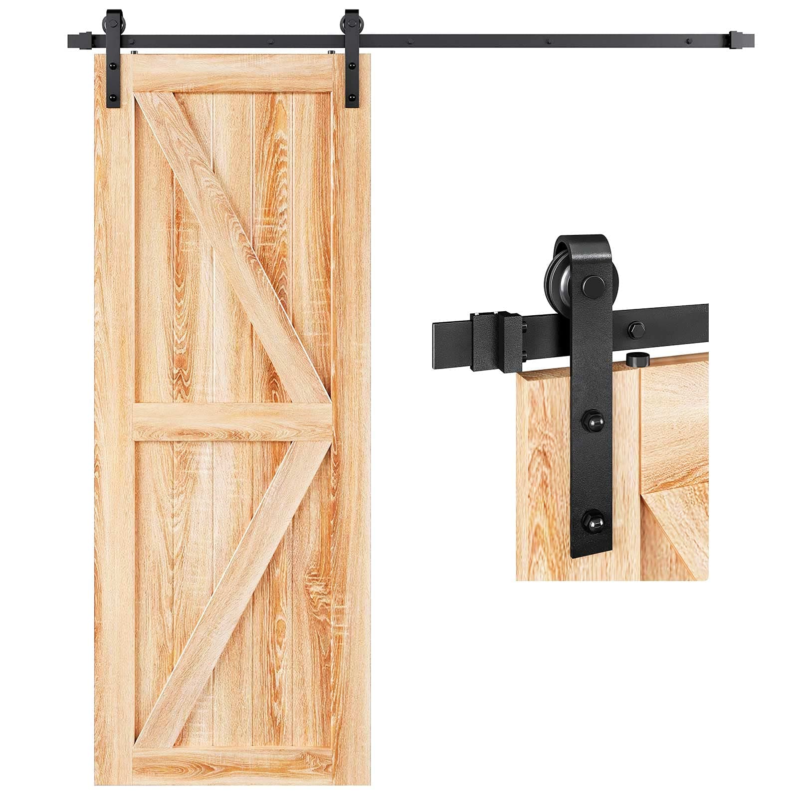 4 FT Sliding Barn Door Hardware Track Kit,Basic J Pulley,Slide Smoothly Quietly,Easy Install (4FT Track Kit for 24" Wide Single Door)