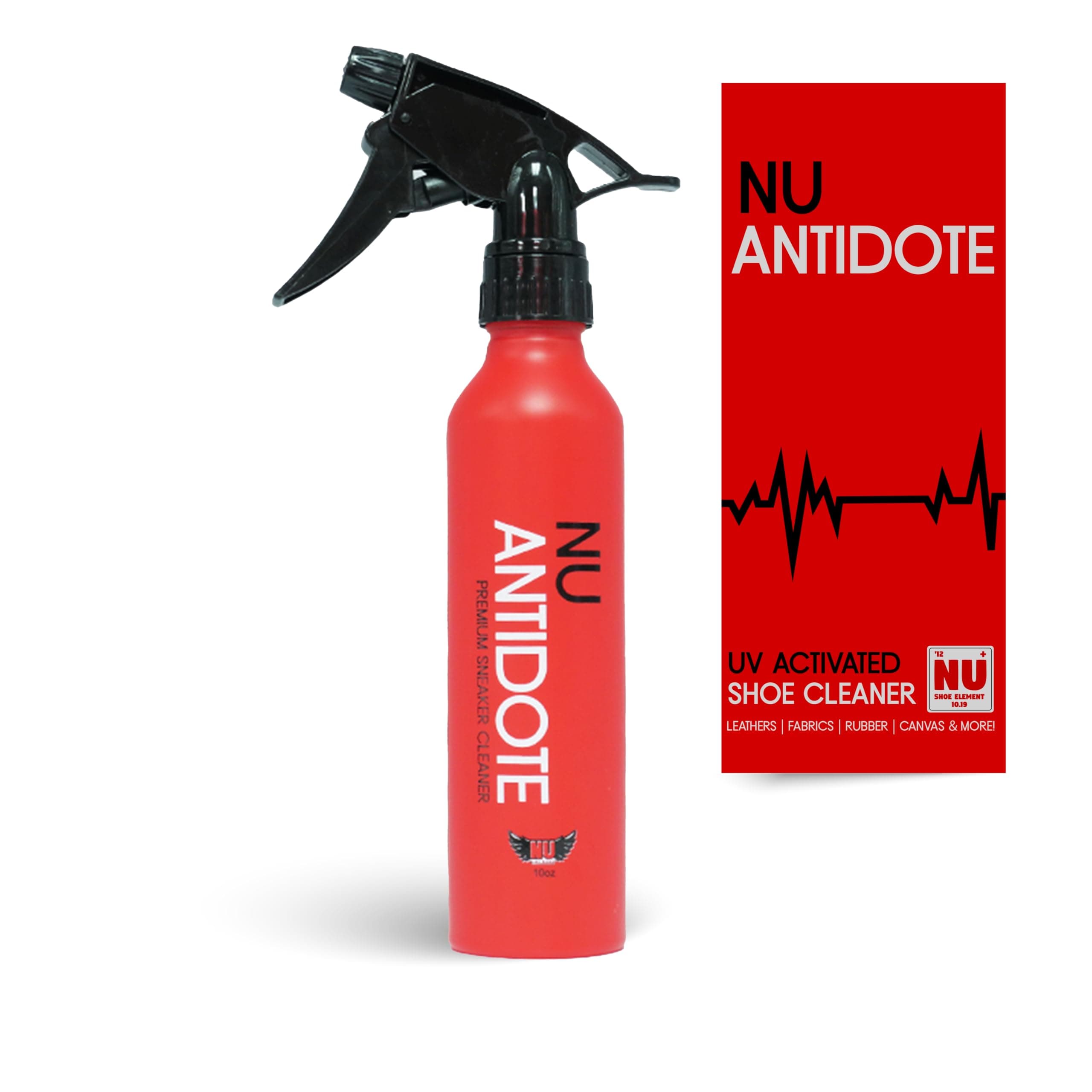 NuLife Kicks Nu Antidote - Shoe Cleaner for White Shoes, Fabric and Leather Stain Removal, Sole Unyellowing, Leather and Mesh Shoe Cleaner, UV Activated Technology, Black, 10 ounces