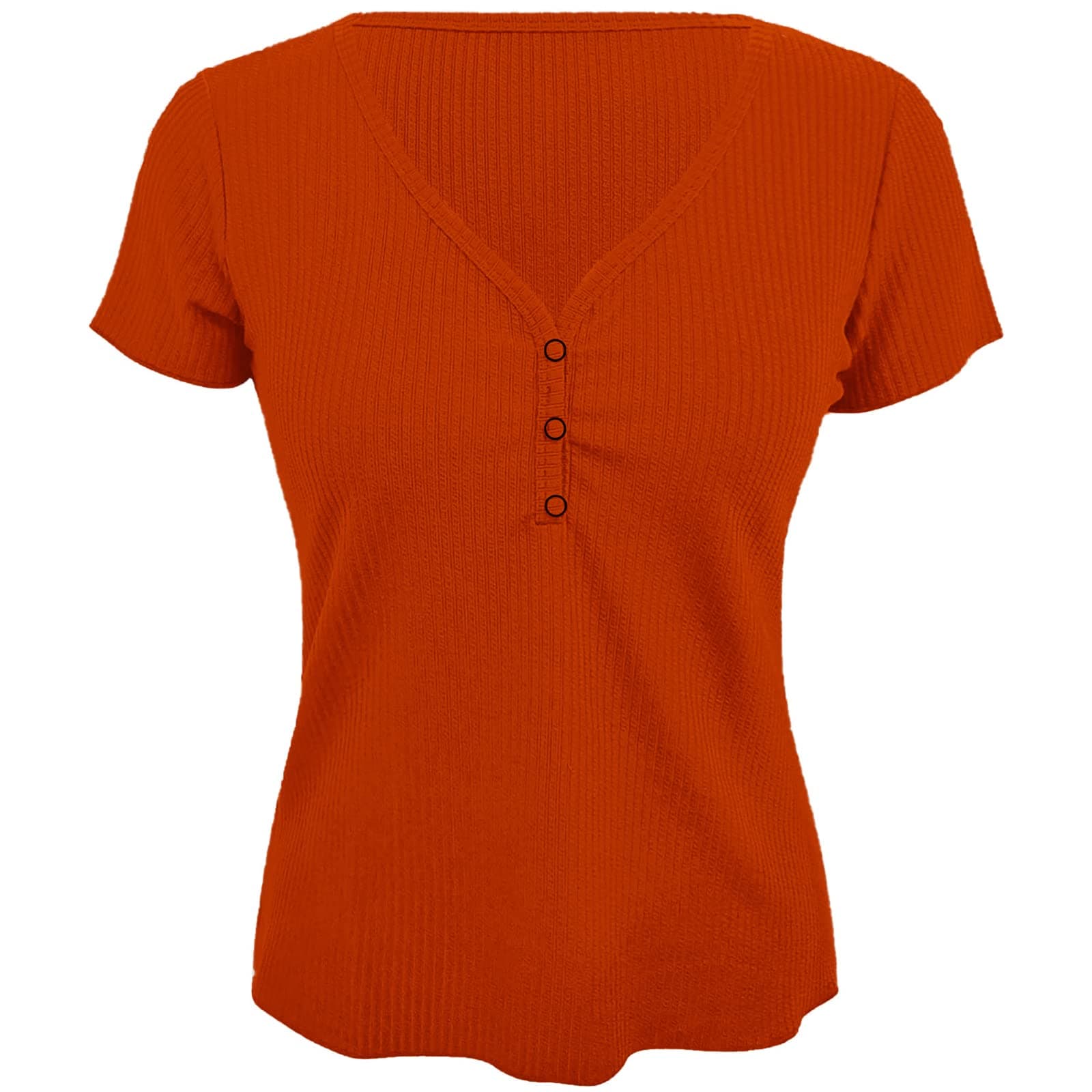 Summer Shirts for Women, Short Sleeve V Neck T-Shirt Ribbed Casual Cute Dressy Simple Solid Tops Clothes 2022