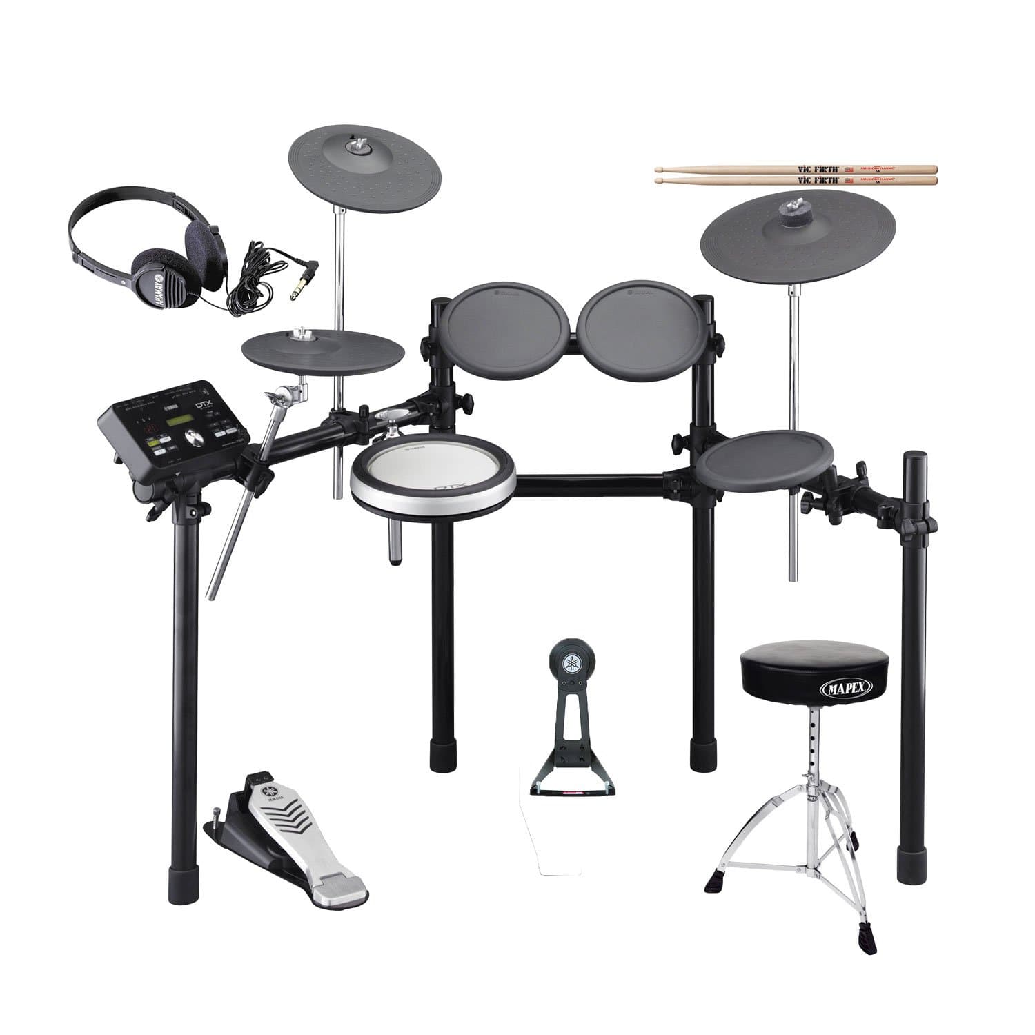 Yamaha DTX522K Electronic Drum Set(Drum Pedal not included) with Throne,Drum Sticks and Stereo Headphone