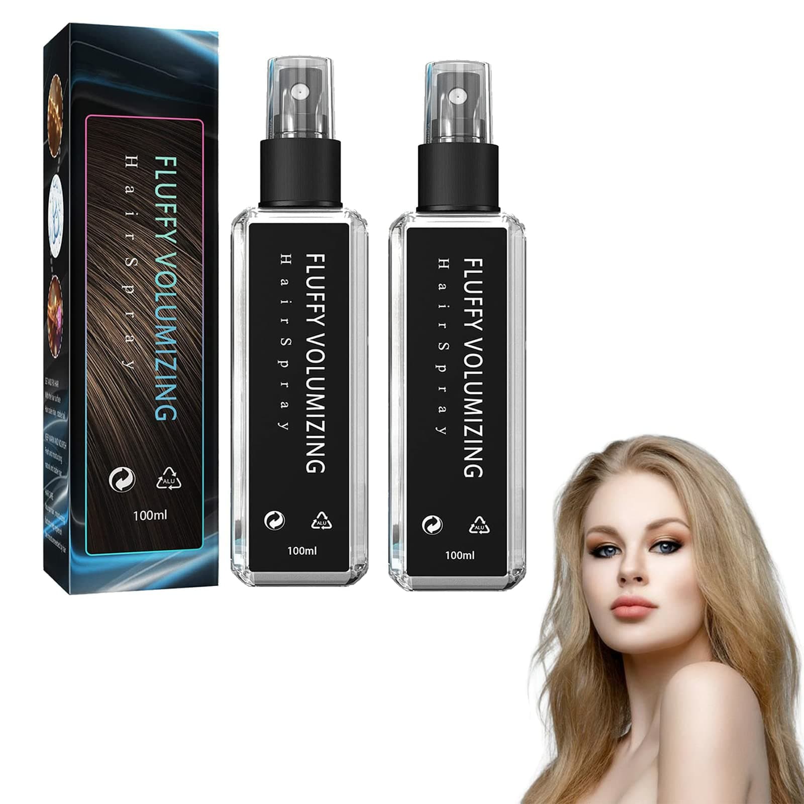 Glee ice Hair Thickening Spray, Natural Plant Protein Hair Thickening Spray, Fluffy Volumizing Hair Spray, Instant Volumizing Spray Non Greasy & Long-lasting (100ML, 2PCS)