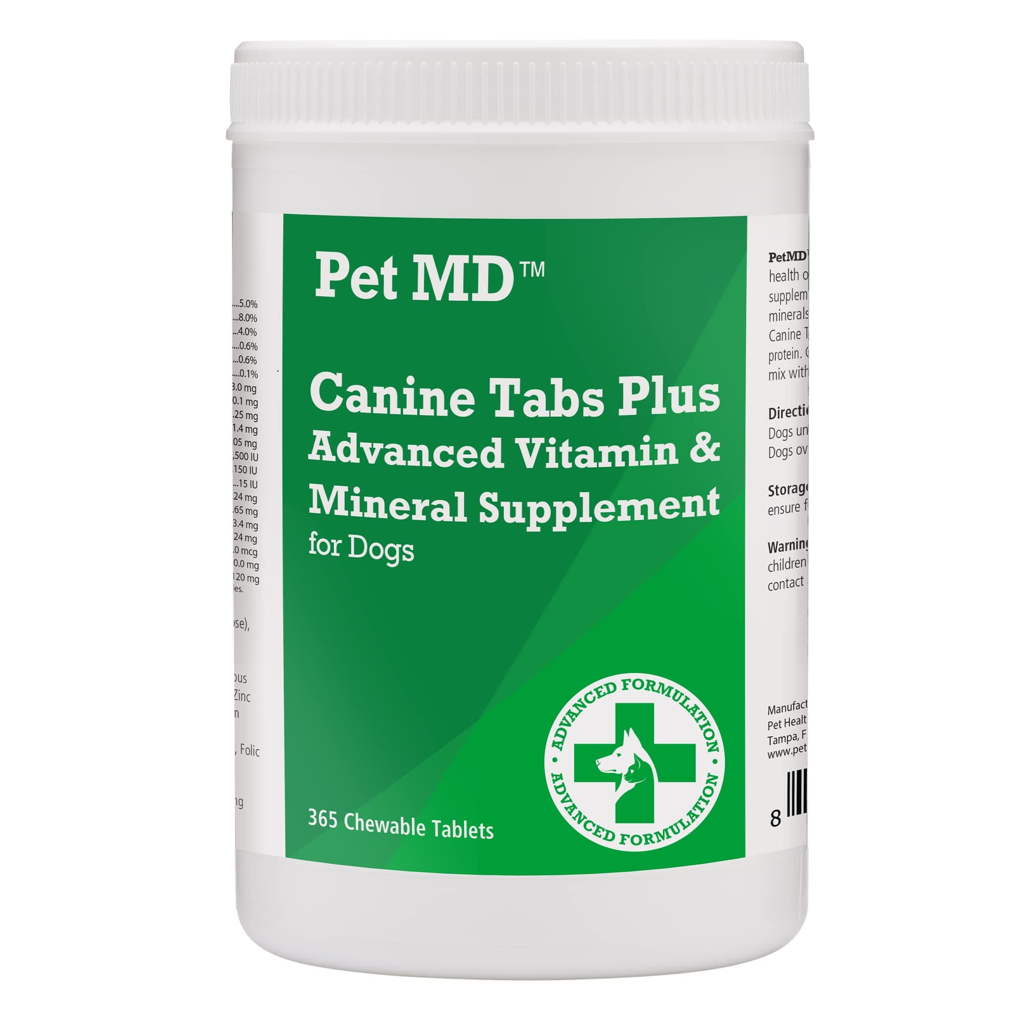 Pet MD - Canine Tabs Plus 365 Count - Advanced Multivitamins for Dogs - Natural Daily Vitamin and Mineral Nutritional Supplement - Liver Flavored Chewable Tablets