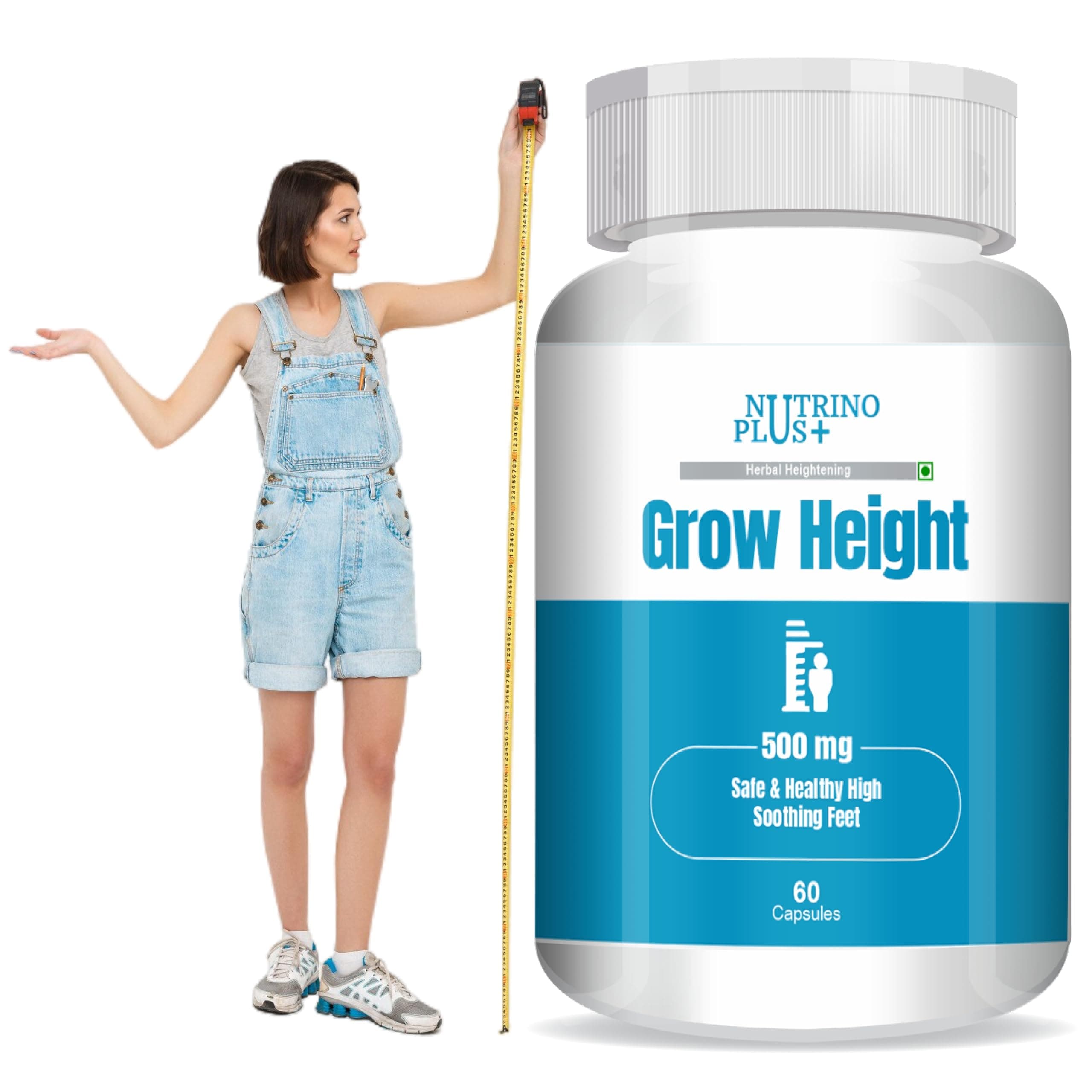 Grow Height Capsules 500mg | Natural Growth Support Supplement for Boys & Girls | Body Development Formula with Ayurvedic Herbs | 60 Veg Capsules | Formulated in USA
