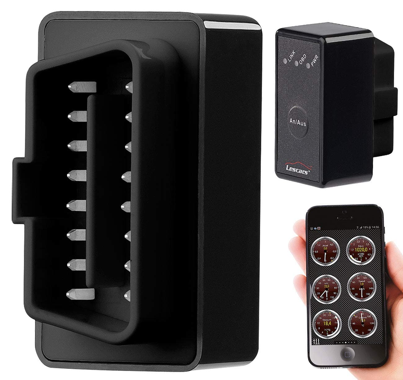 Lescars OBD2 Professional Adaptor with Bluetooth Transmission for Android Appliances