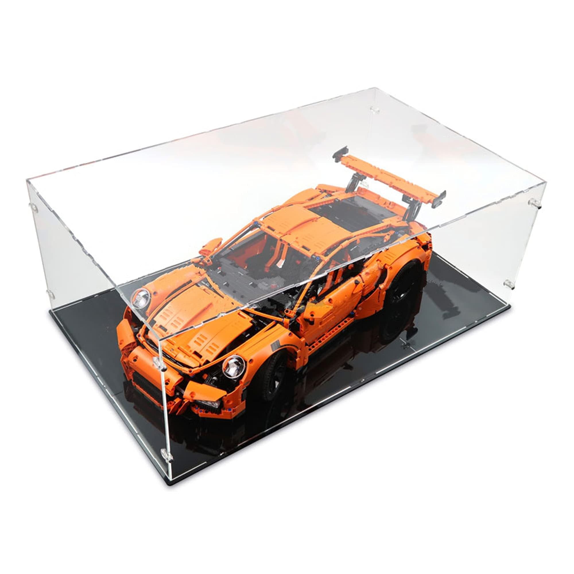 INNERSPACETECA SHOWCASE EXHIBITION FOR LEGO FERRARI DAYTONA SP3 BATMOBILE 1989 ECTO 1 BUGATTI MODEL ACTION FIGURES COLLECTION 64x34x25 cm CRYSTAL PLEXIGLASS ANTI-UV 1:8 1/8 SCALE