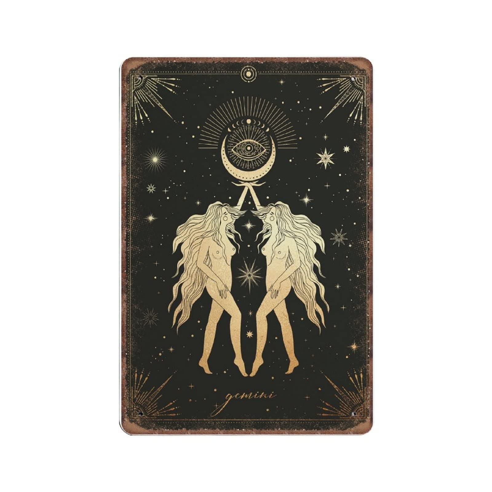 DAIERCY Gemini Tin Signs, Gemini Gifts, Gifts for A Gemini, Gemini Star Sign, Funny Vintage Metal Sign Plaqu Poster Wall Art Pub Bar Kitchen Garden Bathroom Home Decor, 140 X 200 mm