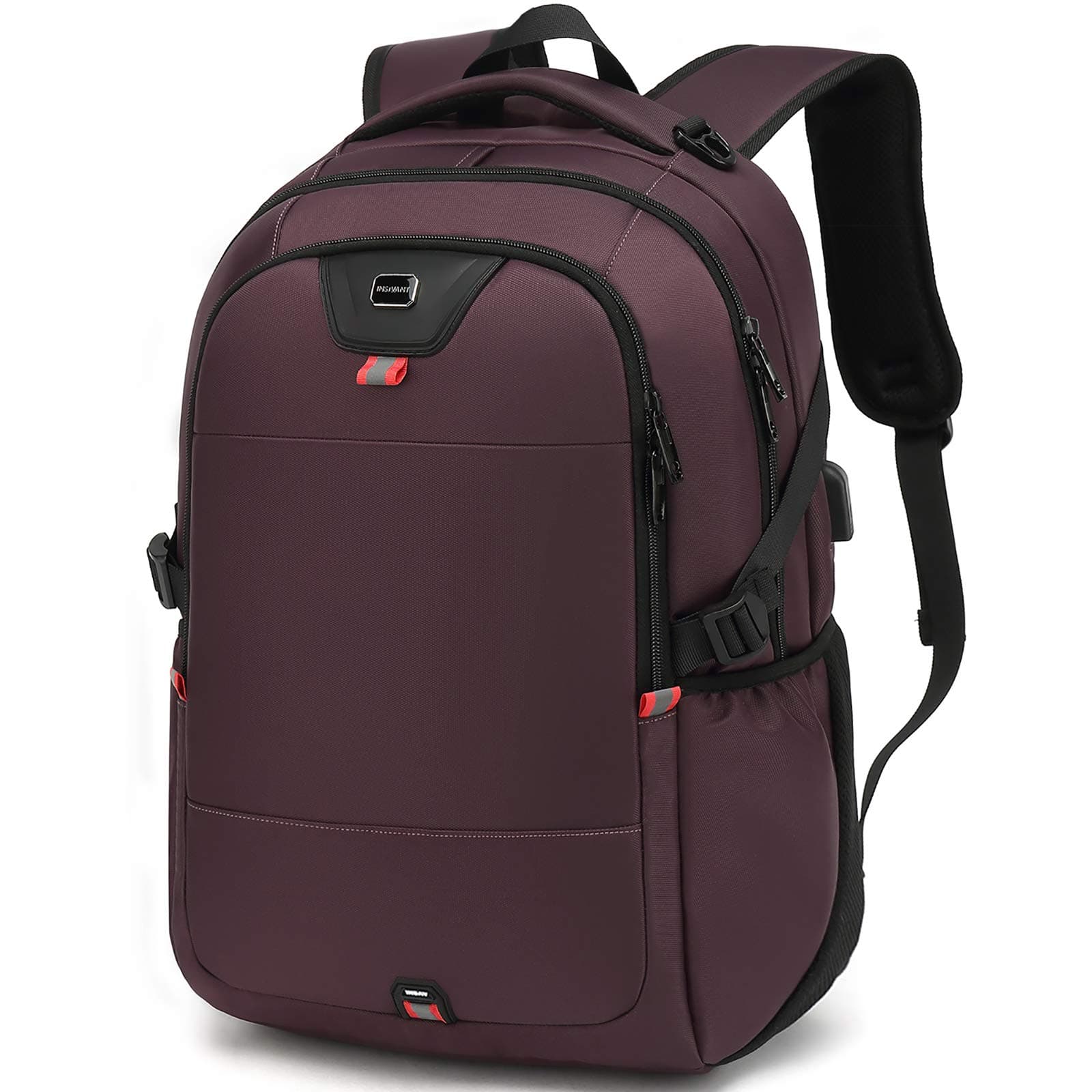 INSAVANT Laptop Backpack 17 Inch Water Resistant Backpacks Durable College Travel Daypack Anti Theft with USB Charging Port Best Gift for Men Women(17 Inch, Purple)