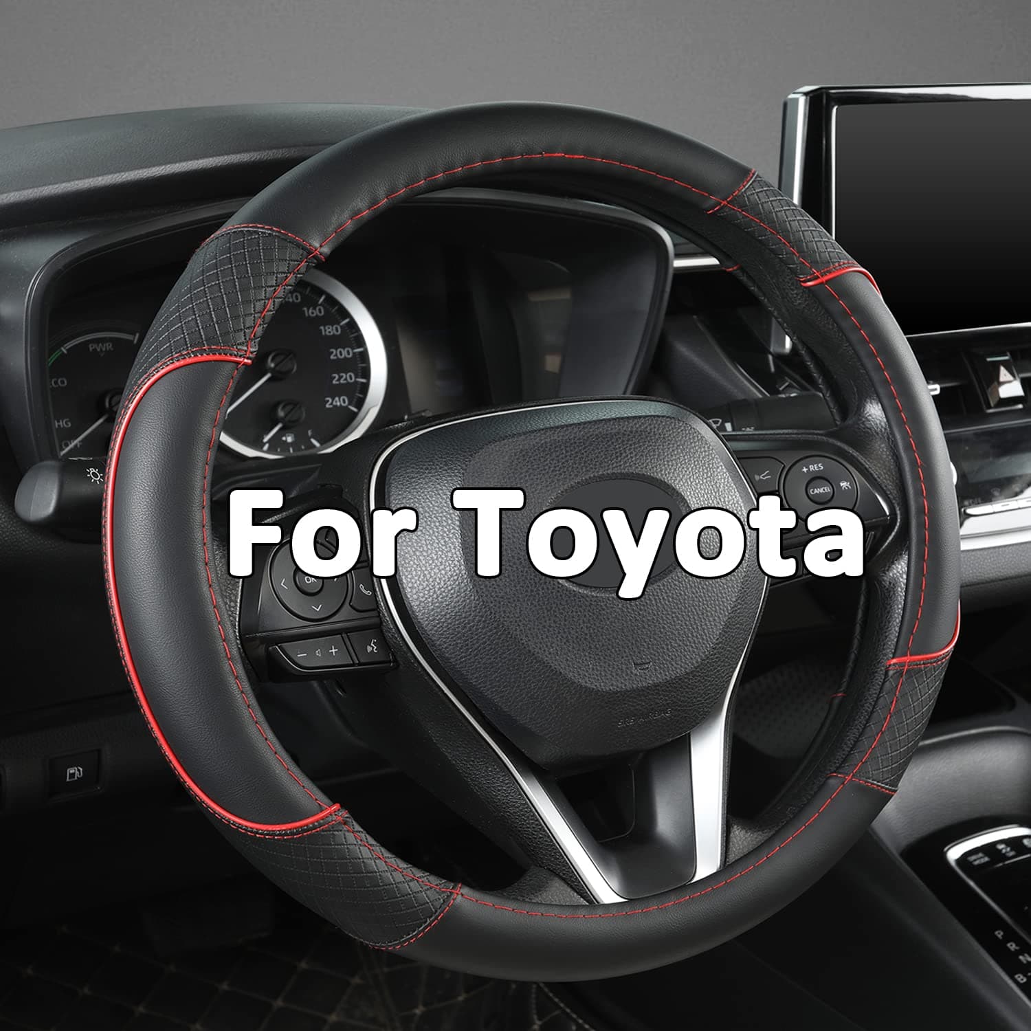 GIANT PANDA Car Steering Wheel Cover for Toyota RAV4 Corolla Camry Tacoma - Black