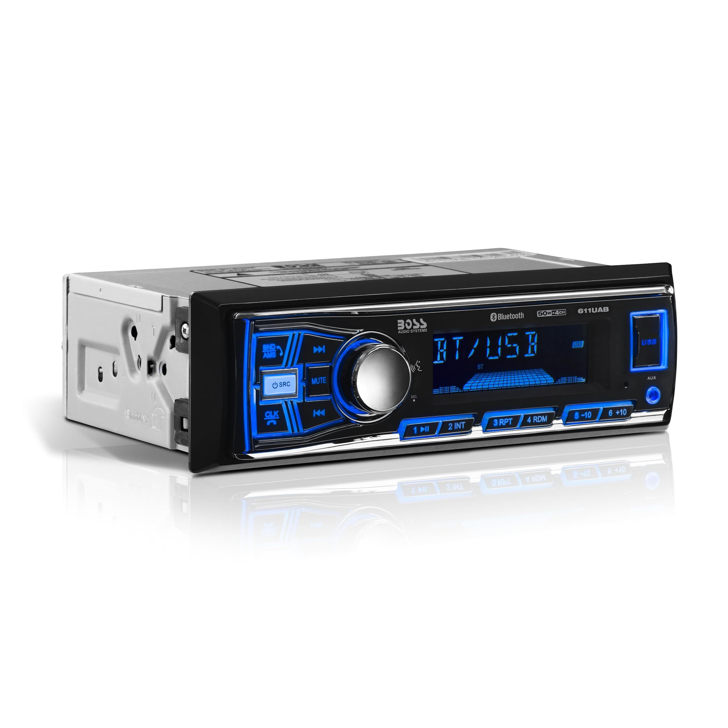 Boss Audio Systems 611UAB Bluetooth Enabled, In Dash, Single DIN, MP3 Compatible, Digital Media AM/FM Receiver