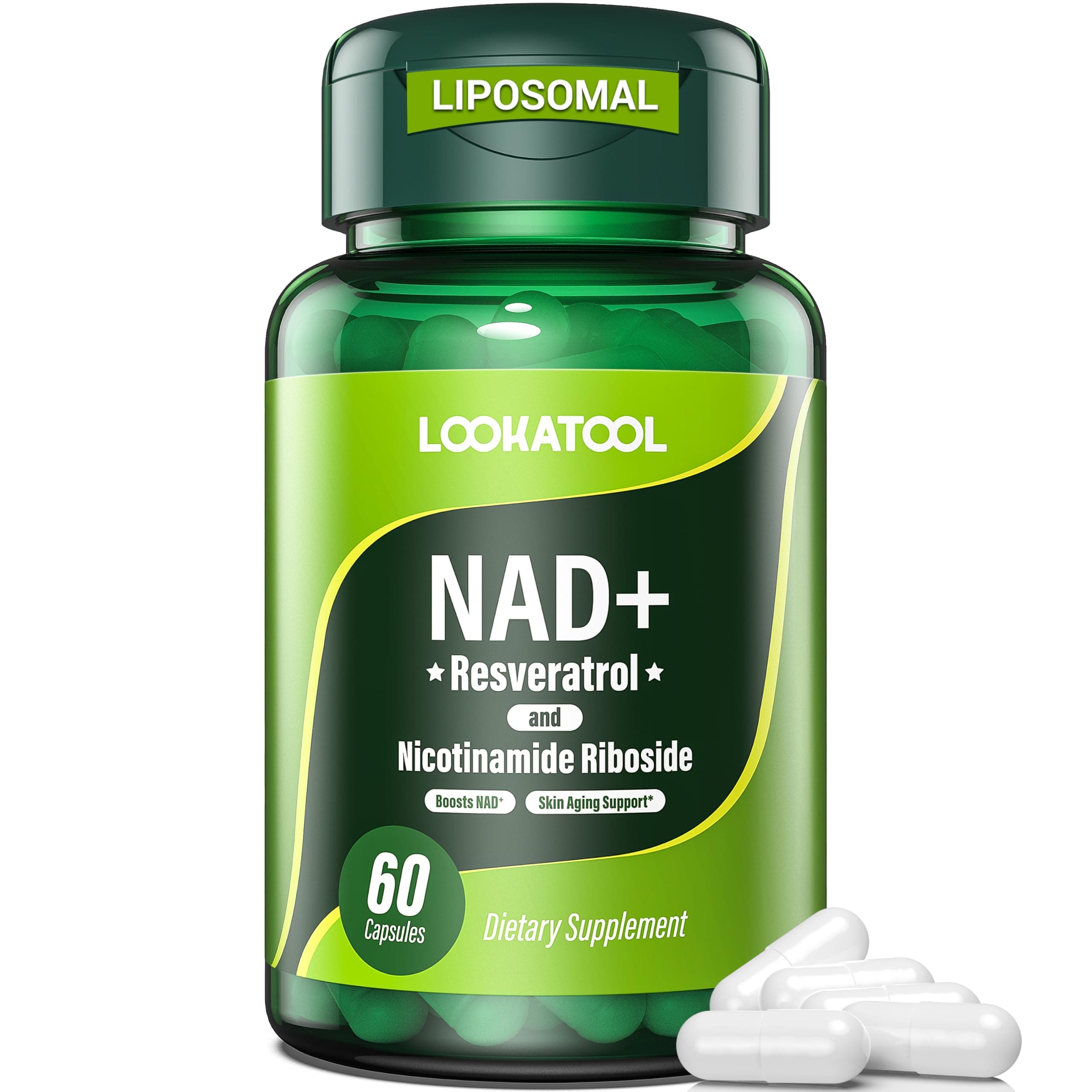NAD+ Resveratrol Supplement, Liposomal Resveratrol, Quercetin NR Supplement for Anti-Aging, Focus, Energy,60 Capsules
