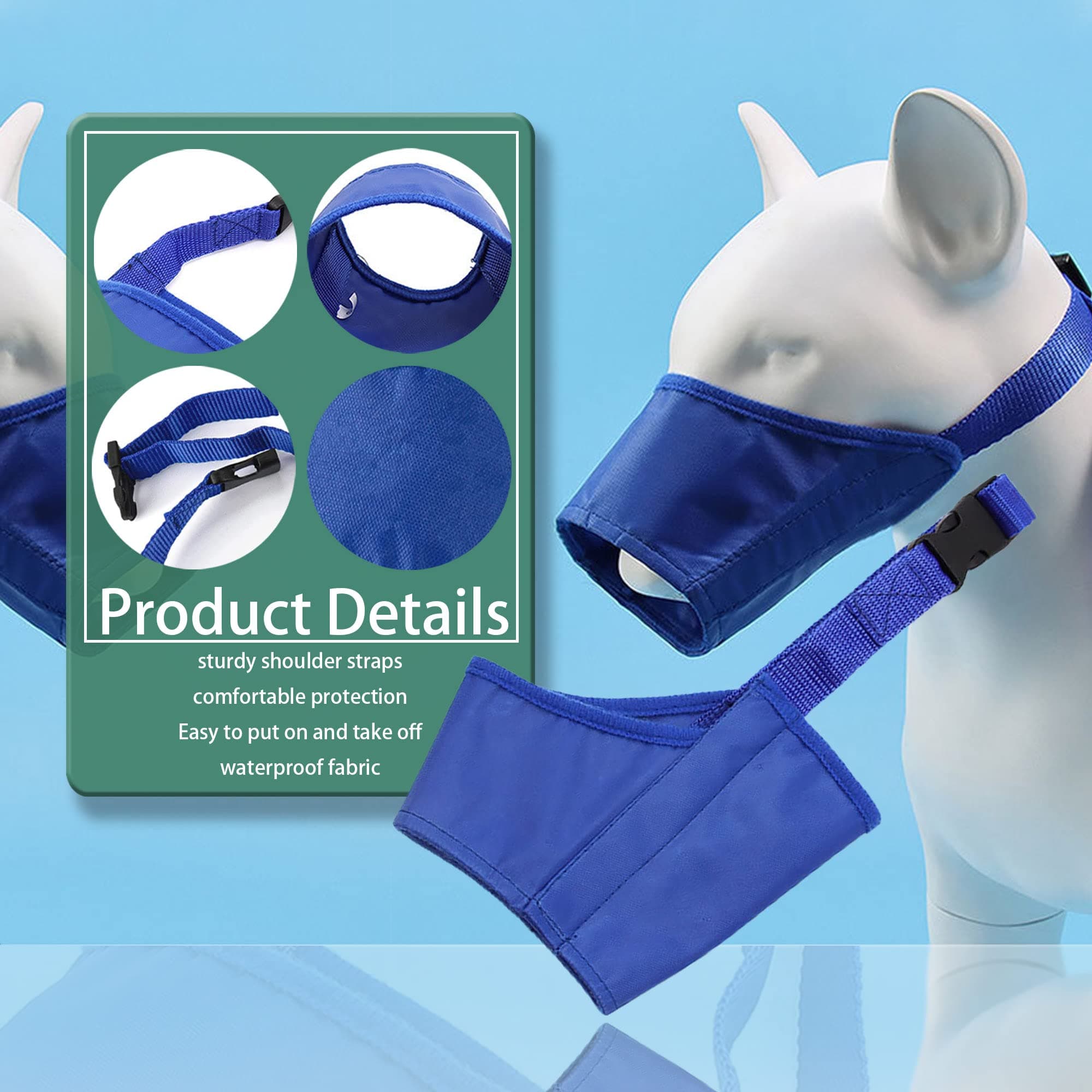 Parts Express Dog, Soft Anti-Biting Barking Chewing, Breathable Waterproof Adjustable for Small Medium Dogs,Blue (S)