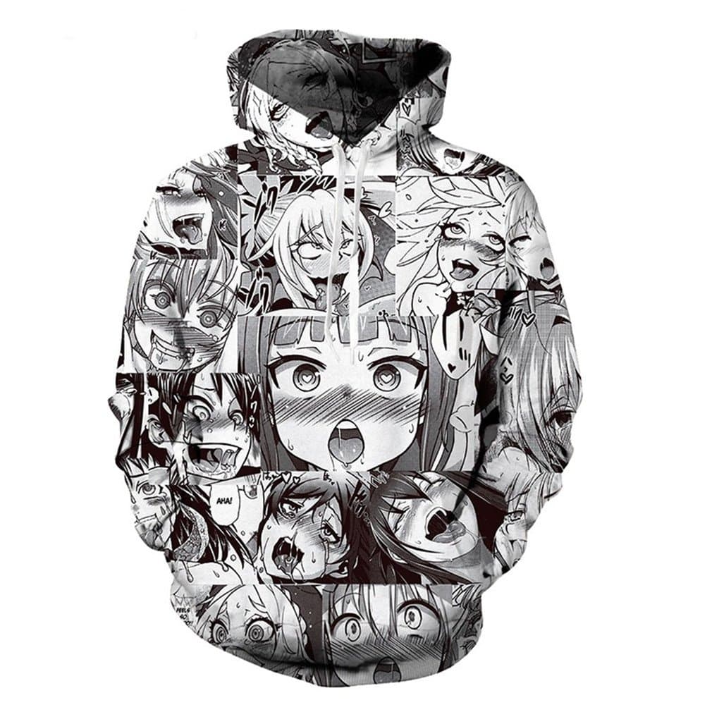 Unisex Funny Anime Ahegao 48D Print Hoodies Joggers Hipster Sexy Cartoon T-shirt Sweatshirts