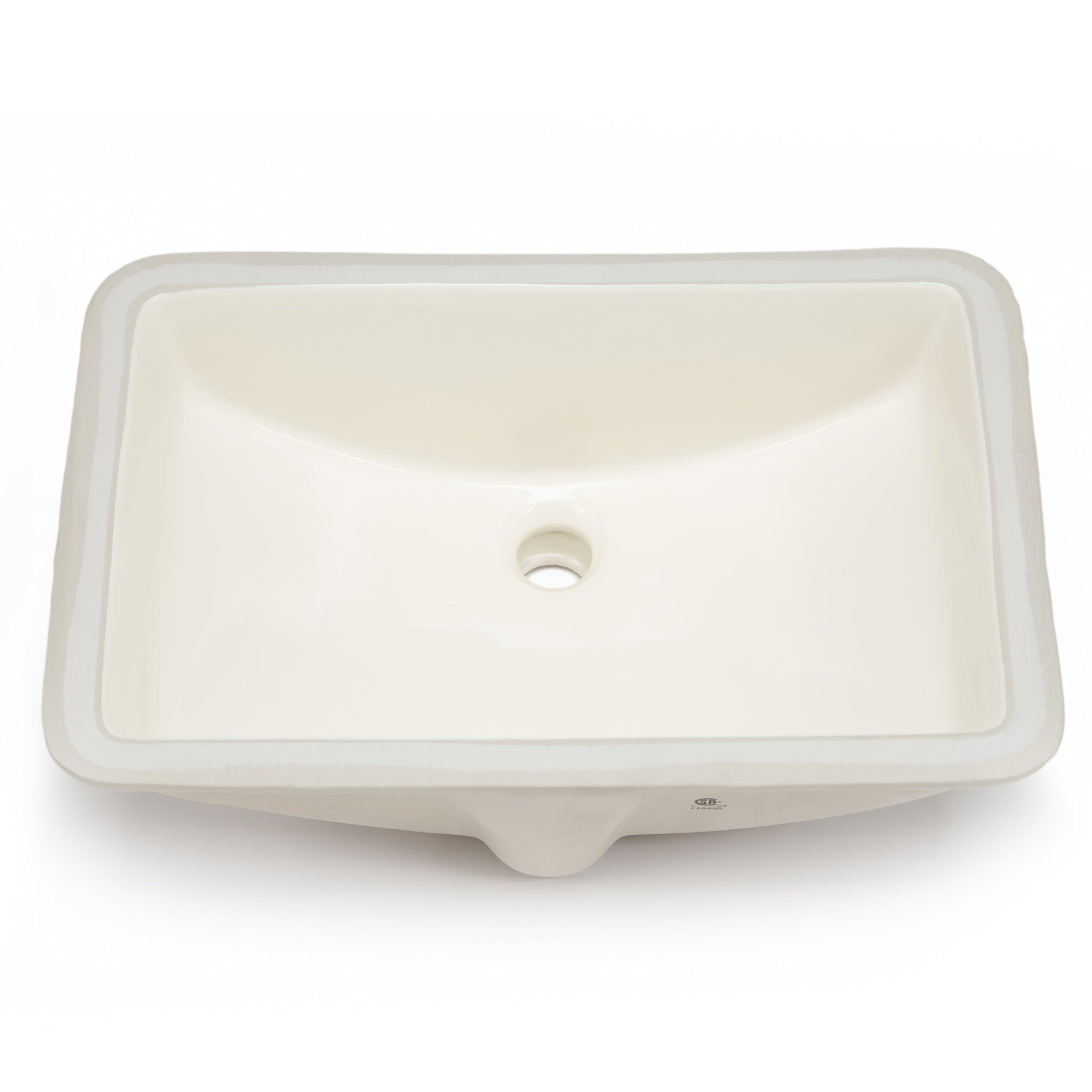 Hahn Ceramic VC007 Large Rectangular Ceramic Bathroom Sink, Bisque