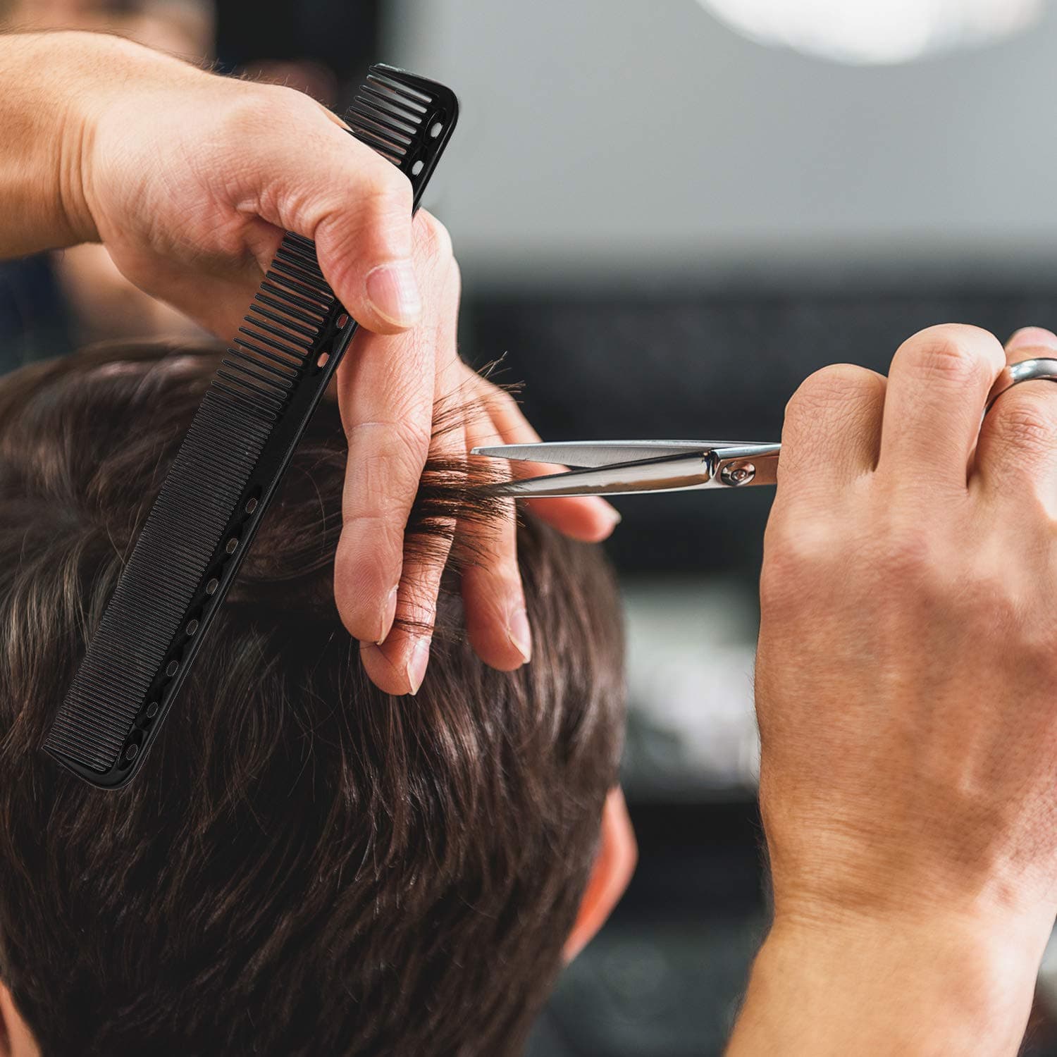 HUAXIYAN Carbon Fine Cutting Comb Carbon Fiber Salon Hairdressing Comb Hairdressing Comb Heat Resistant Barber Comb (3 Pieces, Black)