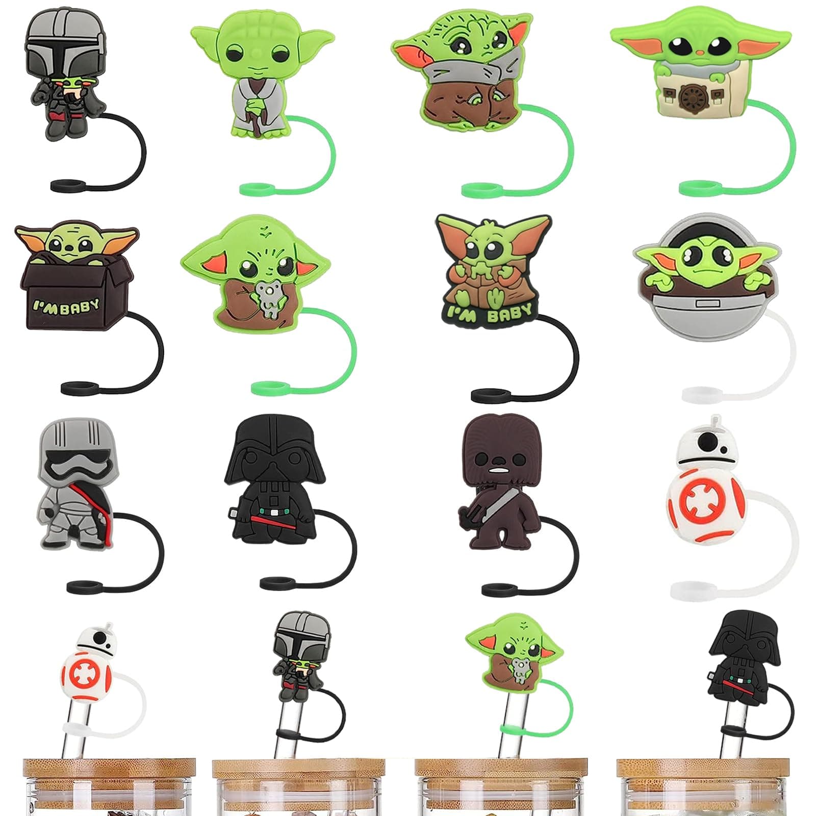 12 Pcs Space Wars Straw Covers Cap for 9-10mm Straws Fit Stanley Cup 40 oz 30 oz Tumbler with Handle, Reusable Drinking Straw Plugs, Stanley Accessories Straw Topper for Kids Party Favor