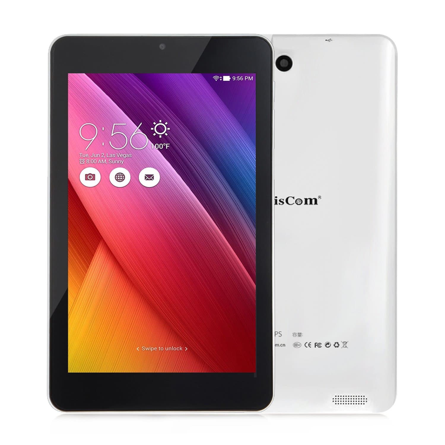 UnisCom MZ73 IPS 1280x800 Resolution 1G 16G 7 Inch Android Tablet Quad Core Front Black Rear White