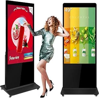 49" Digital Signage Kiosk Touch Screen Digital Kiosks Interactive Displays Floor Standing Full HD IPS LCD Screen Commercial Totem with Android 11 System Interactive Advertising Media Player