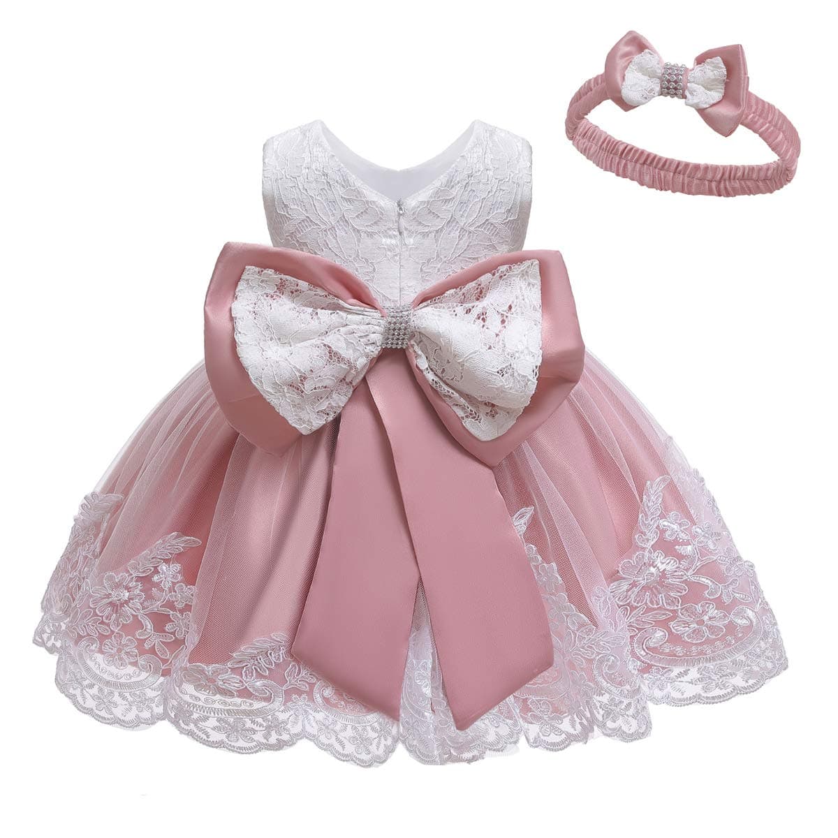 LZH Baby Girls Flower Wedding Dress Toddler Birthday Party Pageant Baptism Christening Tutu Gown Bowknot Dress