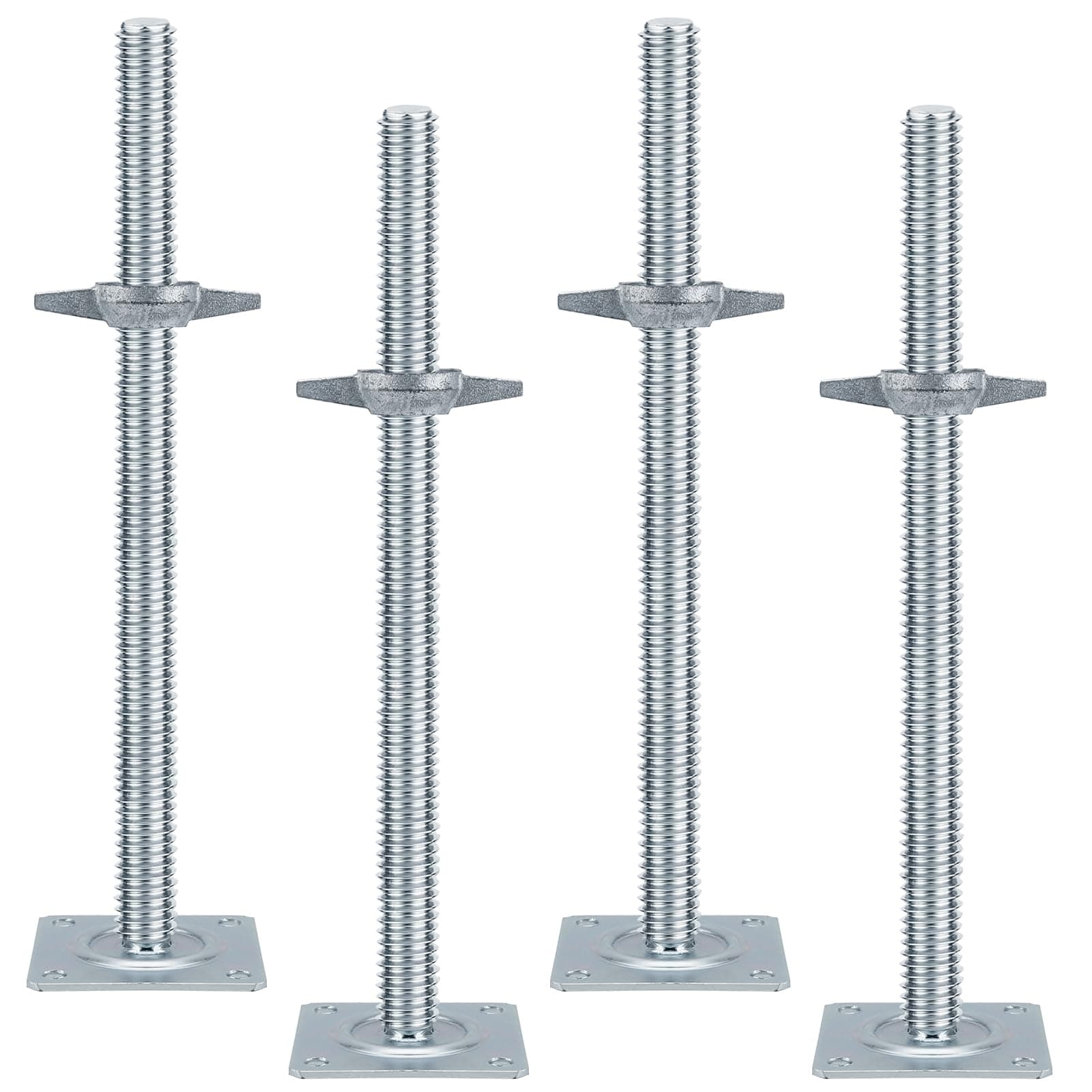 18" Scaffold Adjustable Leveling-Jack Parts - Yzzwer Galvanized Solid Threaded Rod Scaffolding Feet for Baker Style Scaffolding 4 Pack