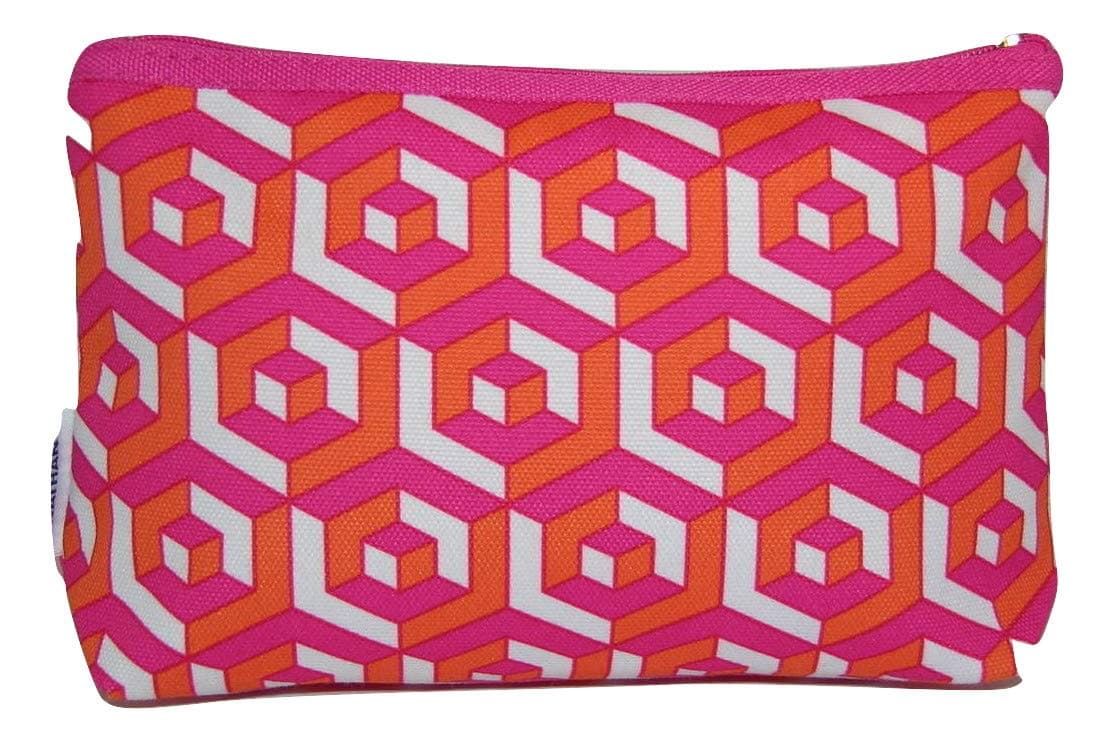 Clinique Jonathan Adler Pink Orange and White Makeup/Cosmetic Bag