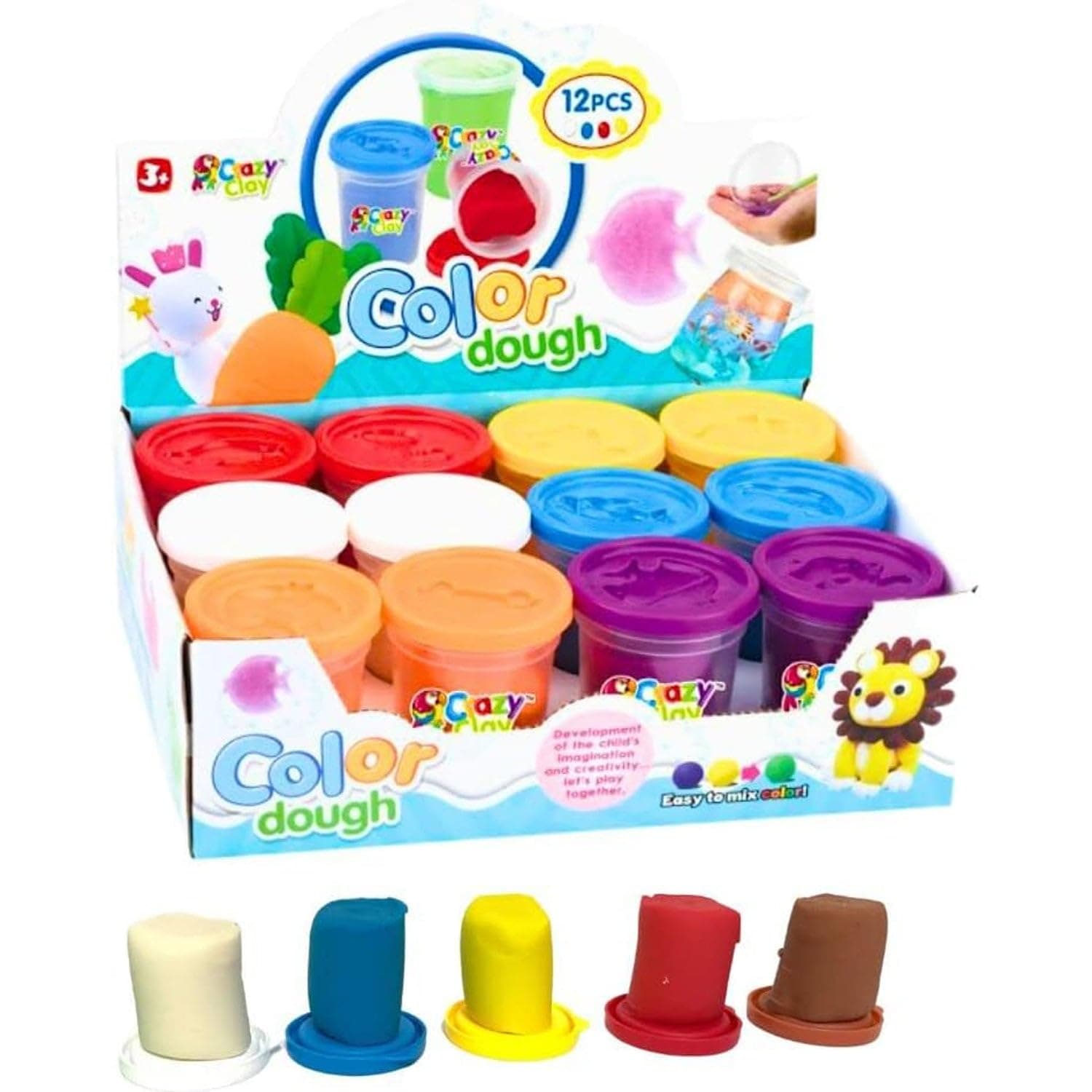 Fitto 12 Pieces Clay Dough Pack- Colorful Play Clay For Kids' Art and Craft Projects with Moulds