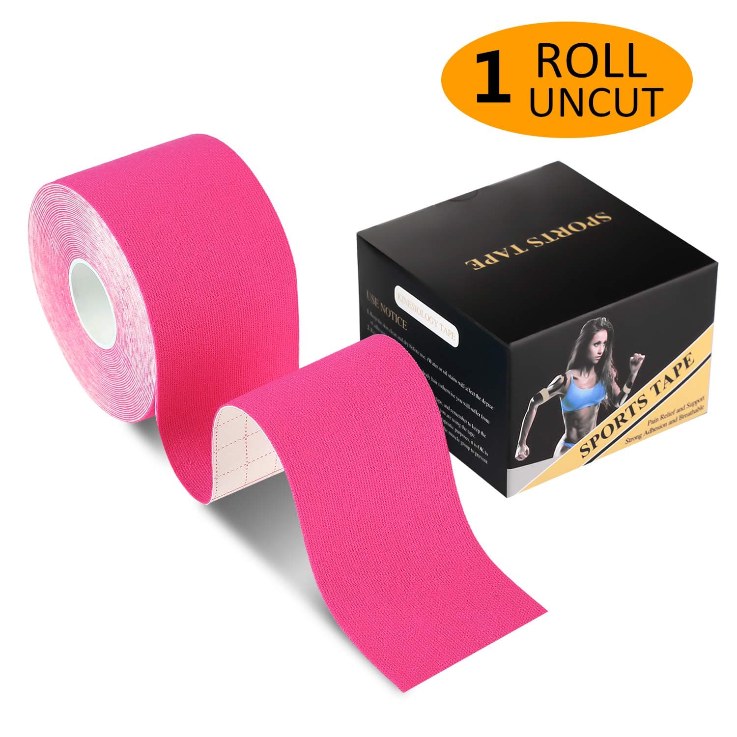 Deilin Kinesiology Tape 19.7ft Uncut Per Roll, Elastic Therapeutic Sports Tapes for Knee Shoulder and Elbow, Waterproof Athletic Physio Muscles Strips, Breathable, Latex Free