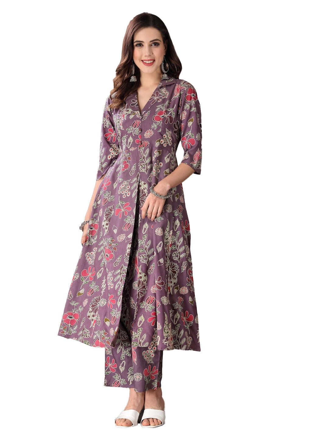 StylumWomen Floral Printed Rayon Kurta Pant Set